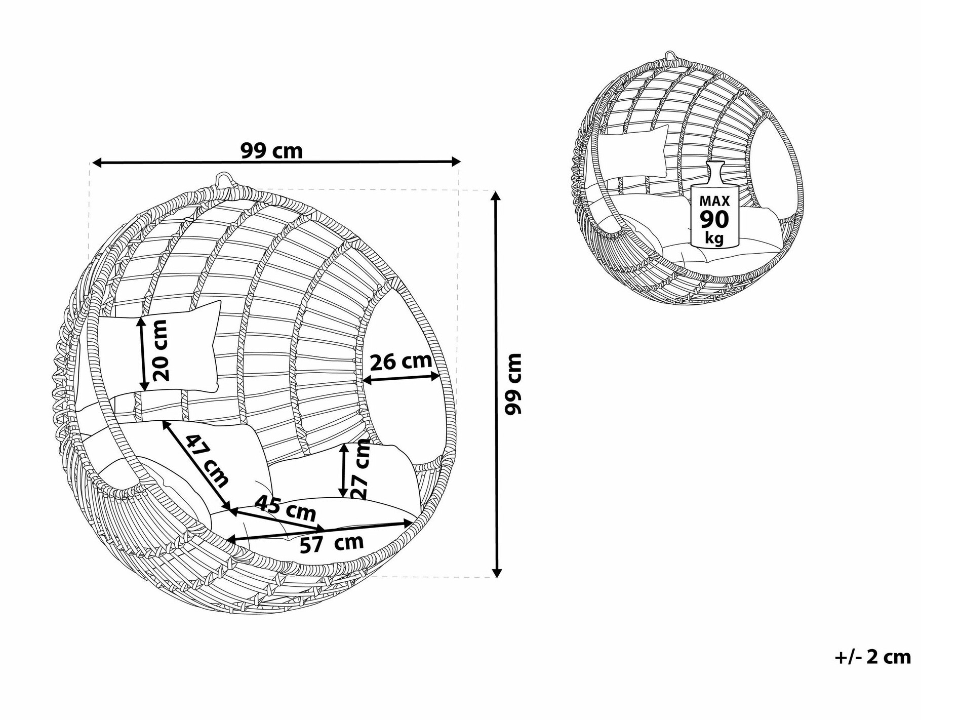 Κρεμαστή πολυθρόνα Berwyn 1879 (Ανοιχτό καφέ)