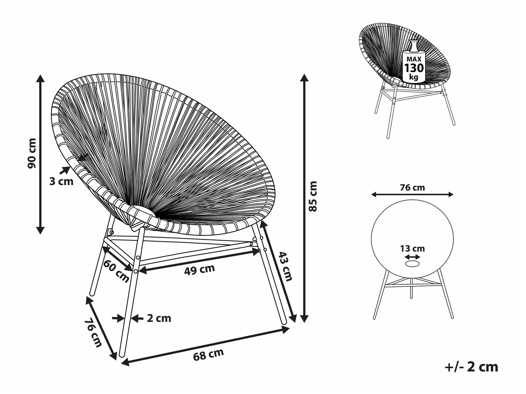 Καρέκλα εξωτερικού χώρου Berwyn 1961 (Άσπρο + Ροζ + Taupe)