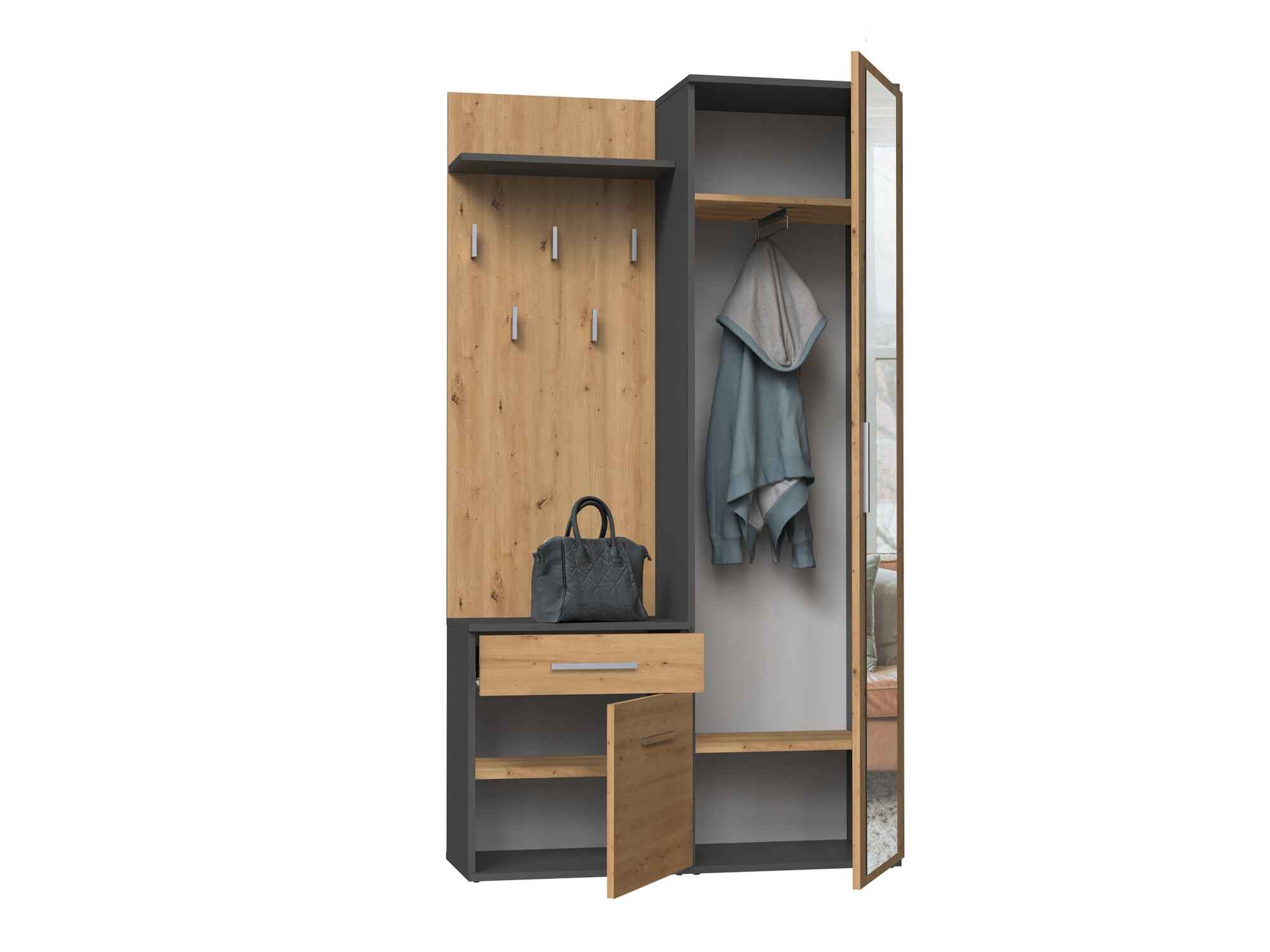 Hallway set Mandeville 126 (Artisan oak + Anthracite)