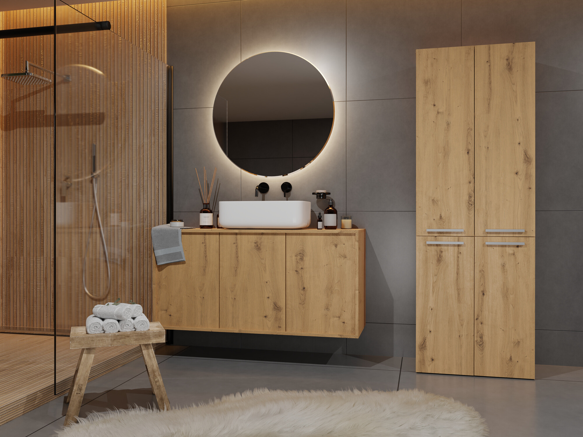 Όρθιο ντουλάπι μπάνιου Nolmaru 100 (Artisan βελανιδιά)