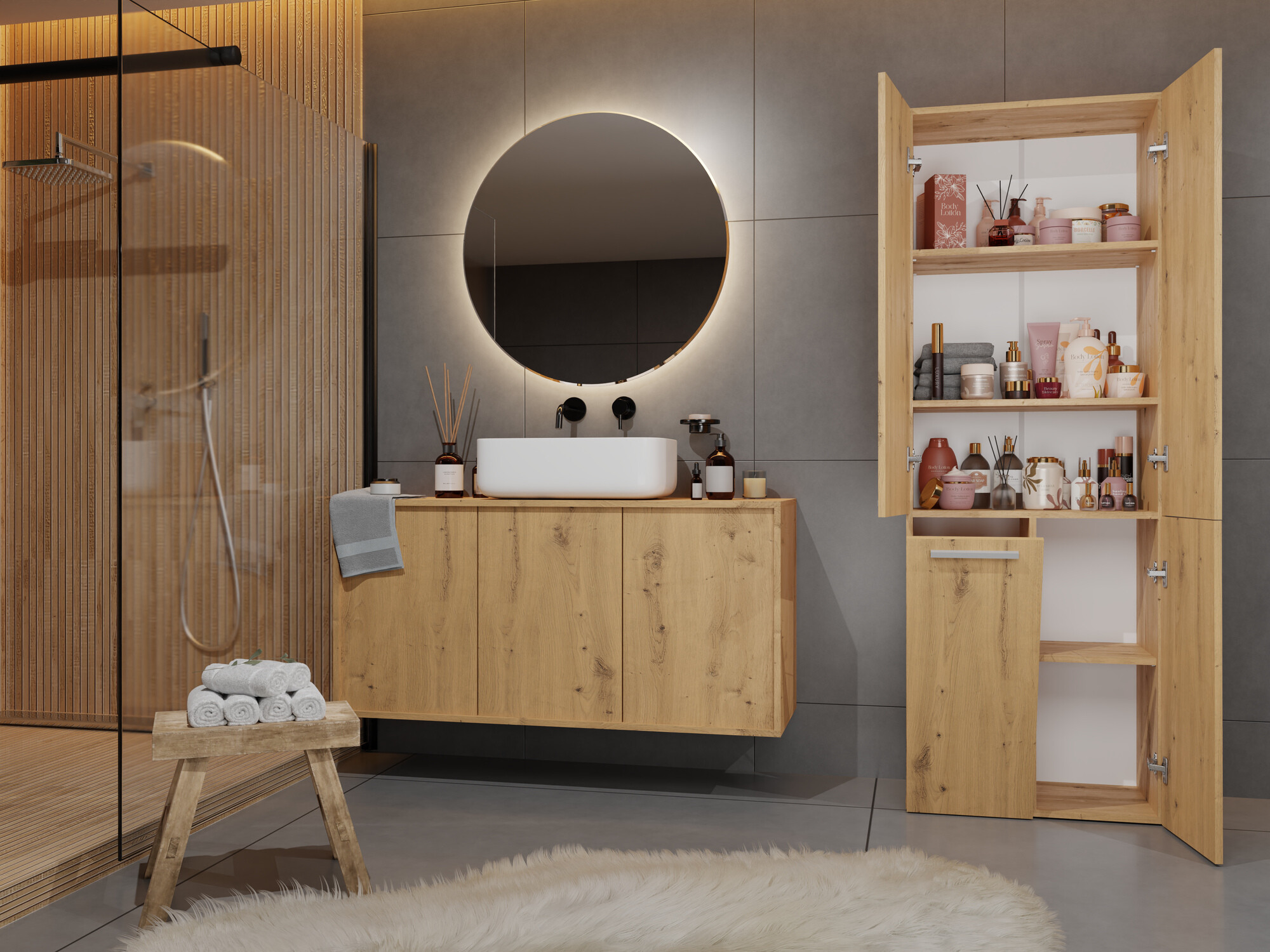 Όρθιο ντουλάπι μπάνιου Nolmaru 100 (Artisan βελανιδιά)