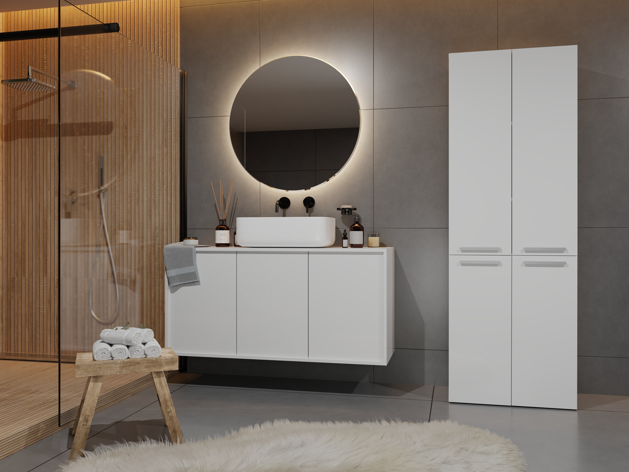 Όρθιο ντουλάπι μπάνιου Nolmaru 100 (Άσπρο)