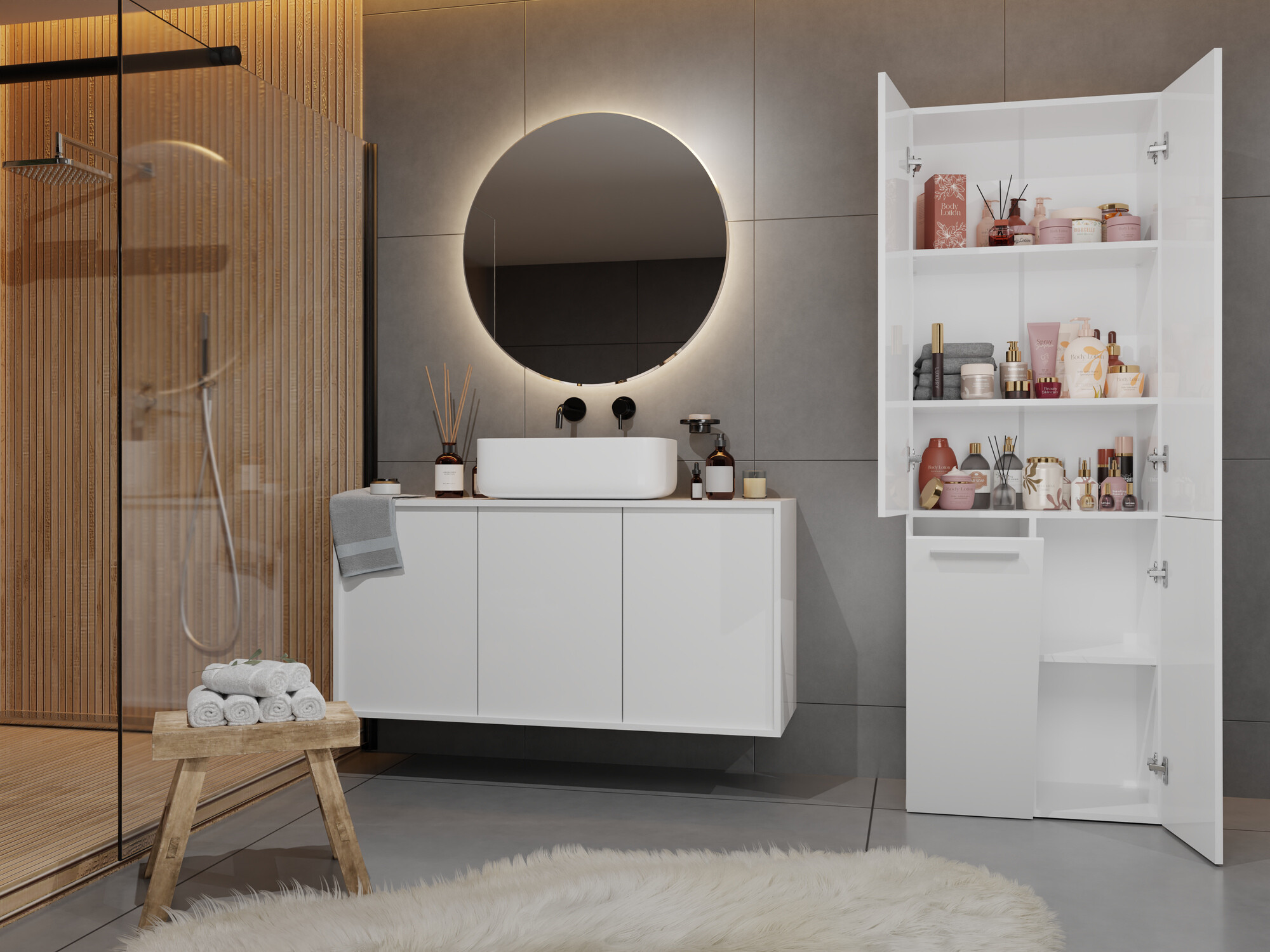 Όρθιο ντουλάπι μπάνιου Nolmaru 100 (Άσπρο)