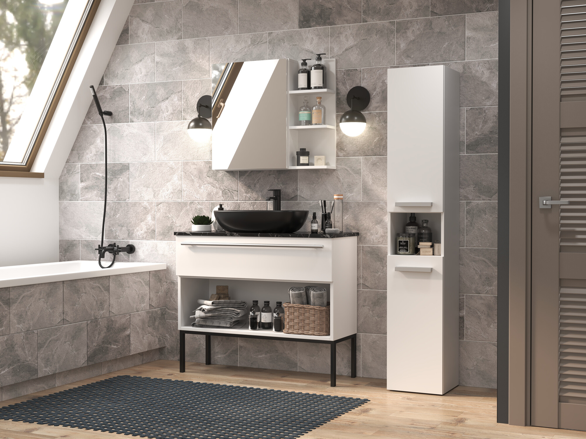 Όρθιο ντουλάπι μπάνιου Nolmaru 104 (Άσπρο)