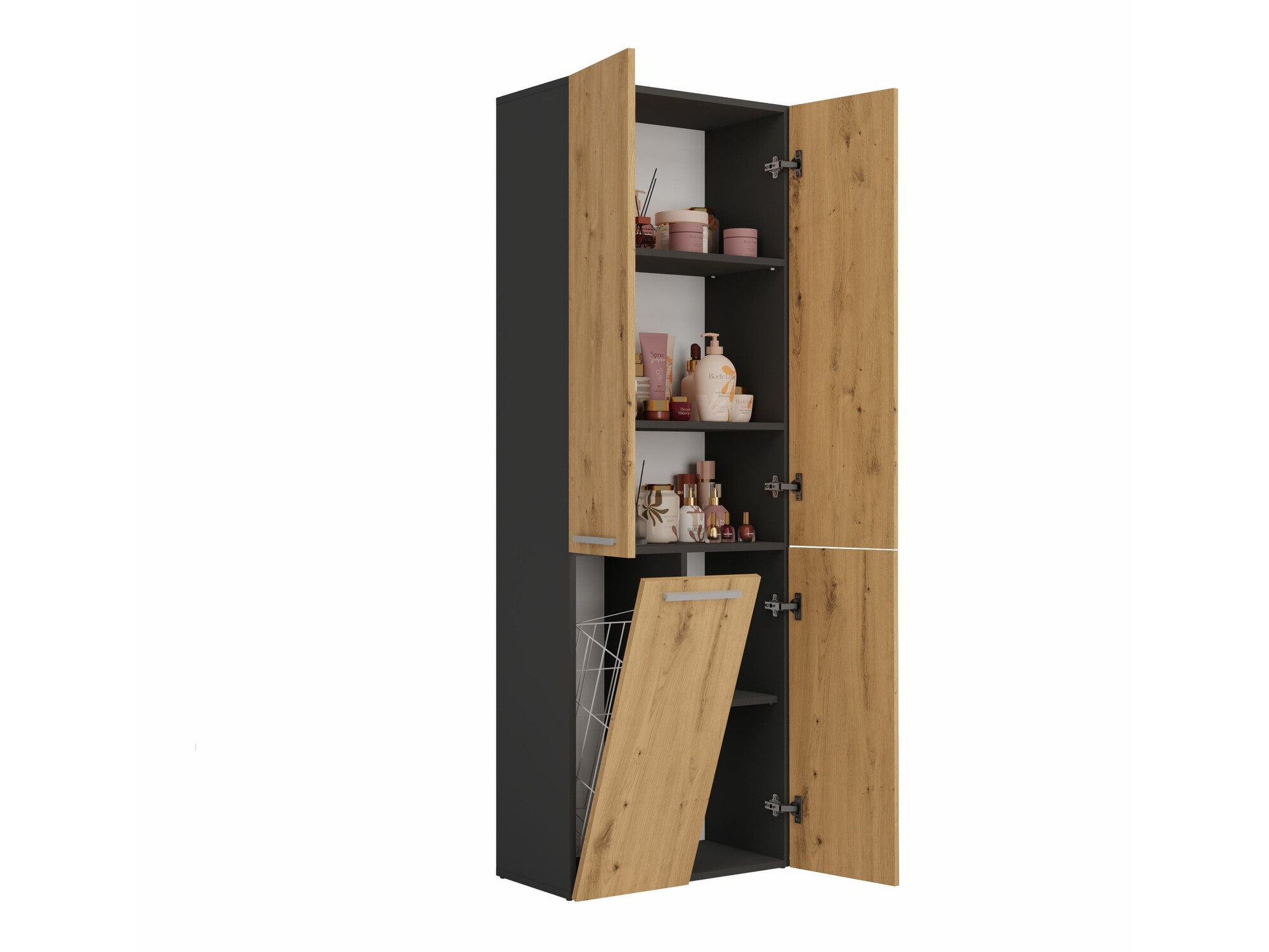 Standing bathroom cabinet Nolmaru 100 (Anthracite + Artisan oak)
