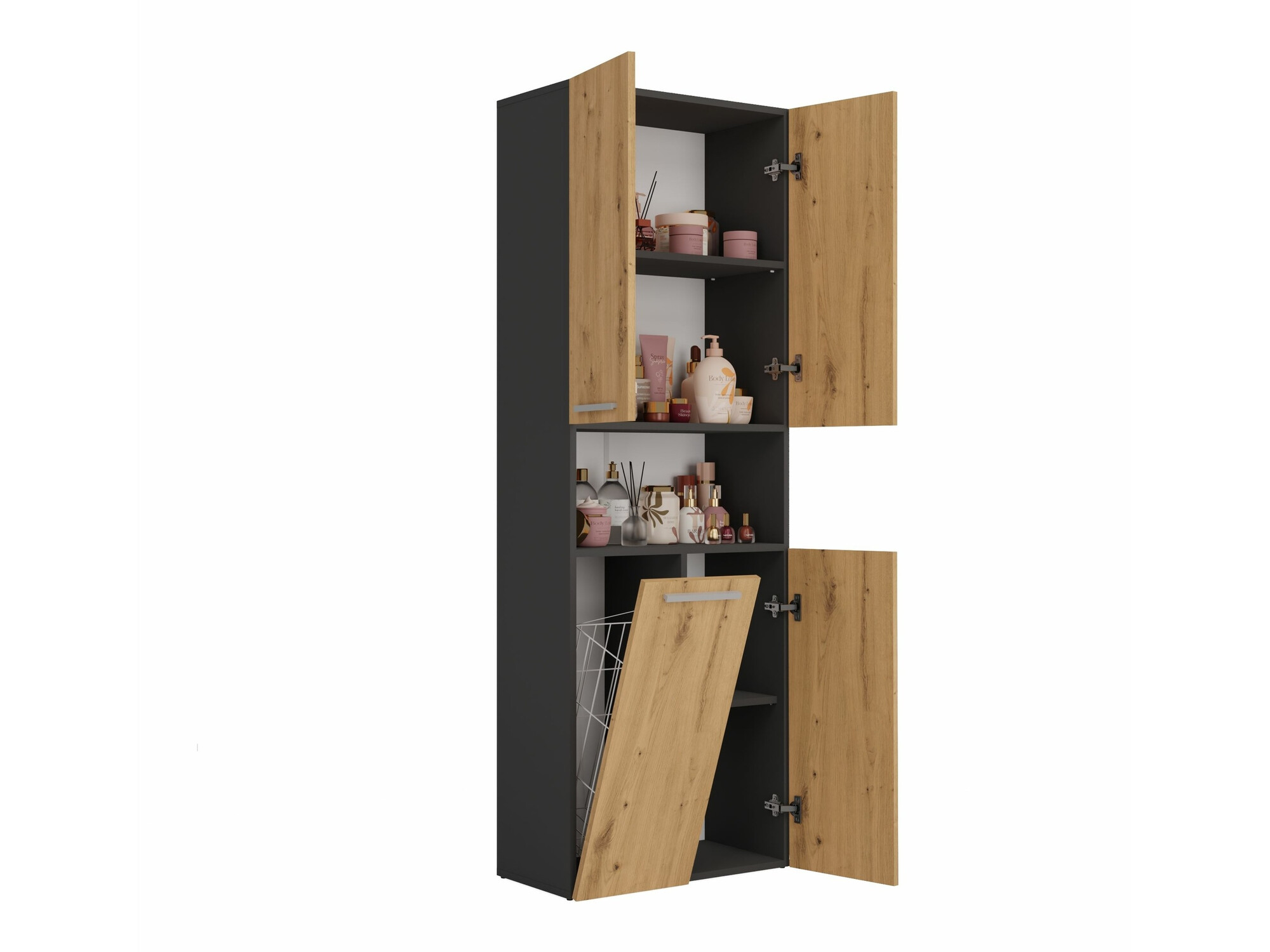 Standing bathroom cabinet Nolmaru 101 (Anthracite + Artisan oak)