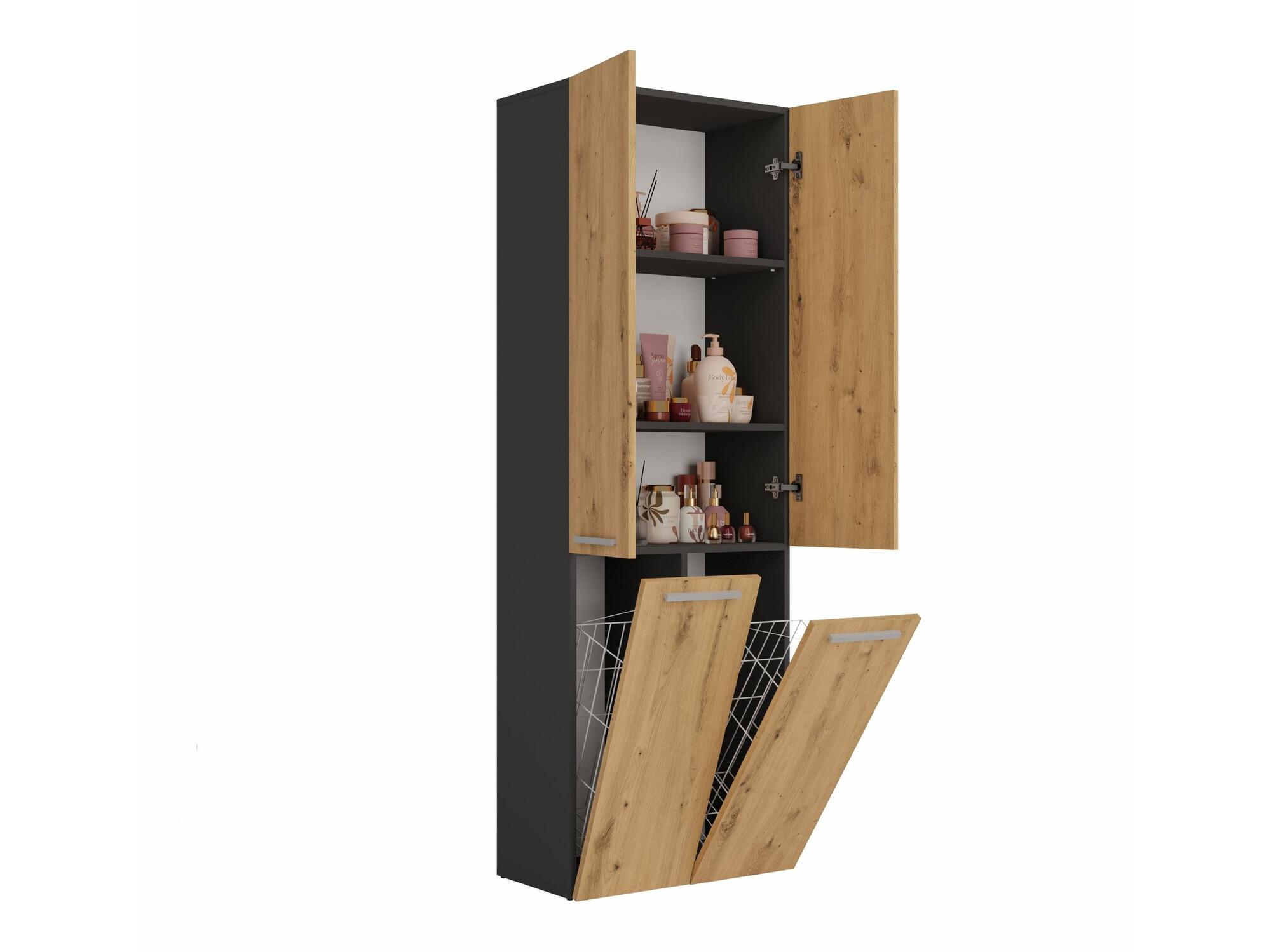 Standing bathroom cabinet Nolmaru 102 (Anthracite + Artisan oak)