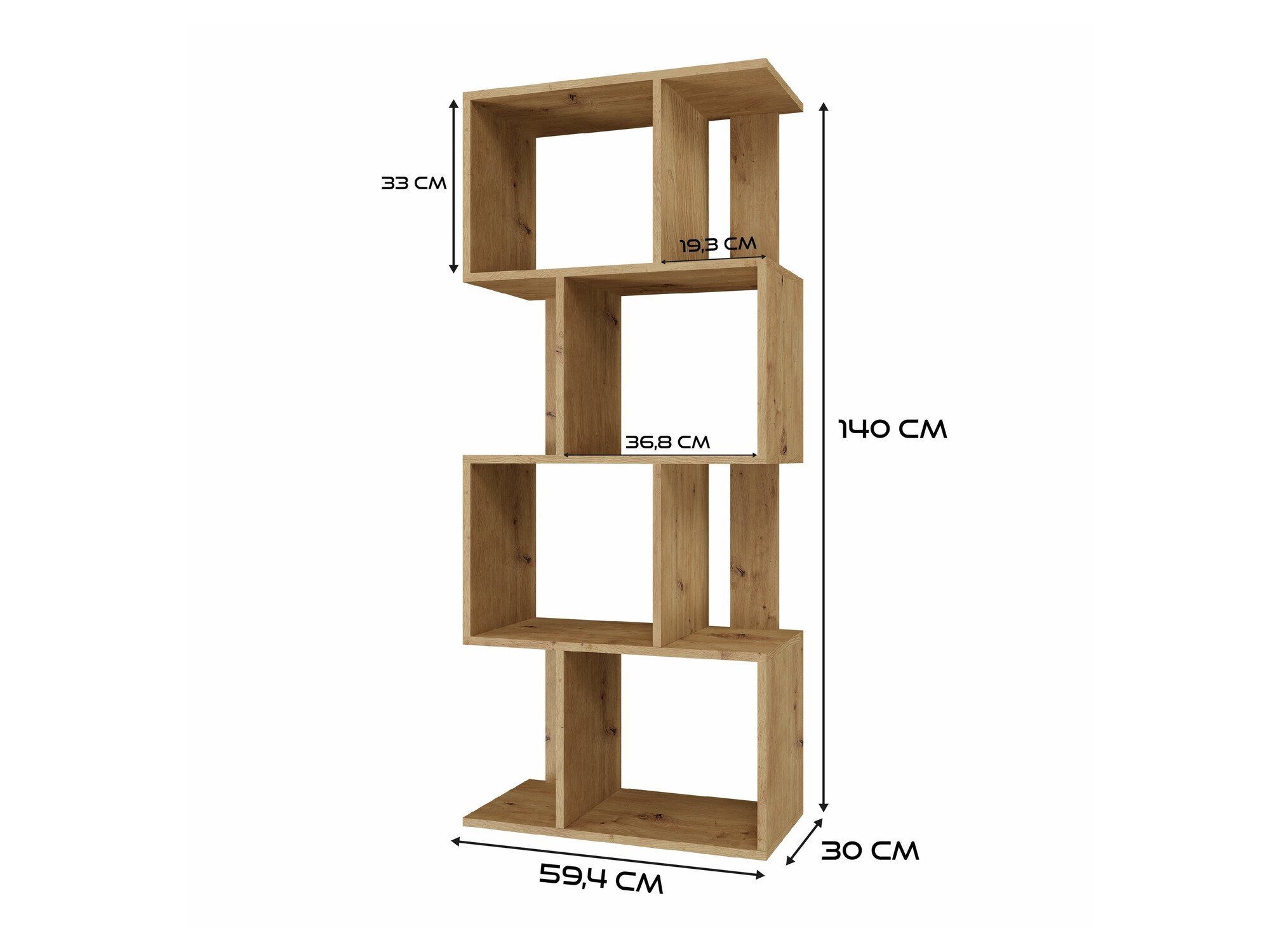 Bookcase Mandeville 160 (Artisan oak)
