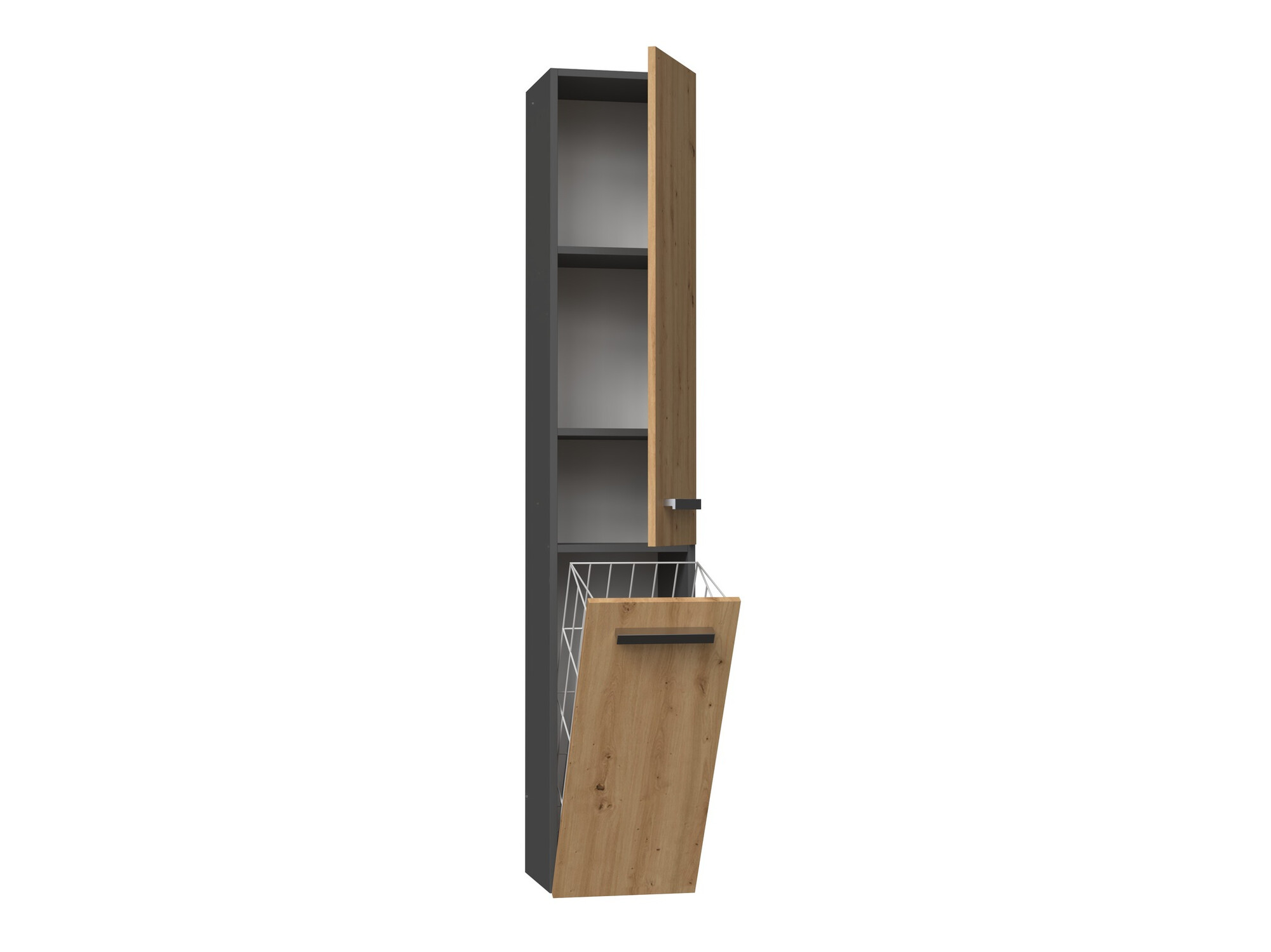 Standing bathroom cabinet Nolmaru 107 (Anthracite + Artisan oak)