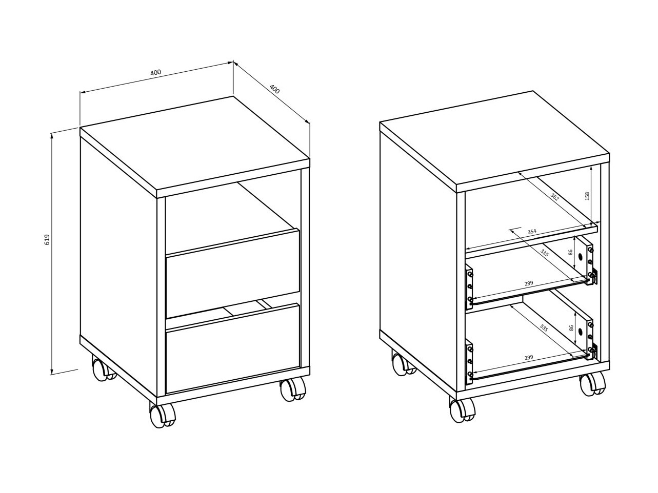 Under-desk pedestal Austin 346 (White)