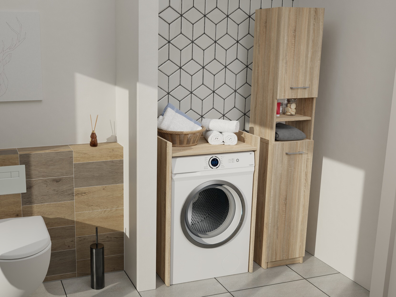 Όρθιο ντουλάπι μπάνιου Balelbo 102 (Sonoma οξιά)