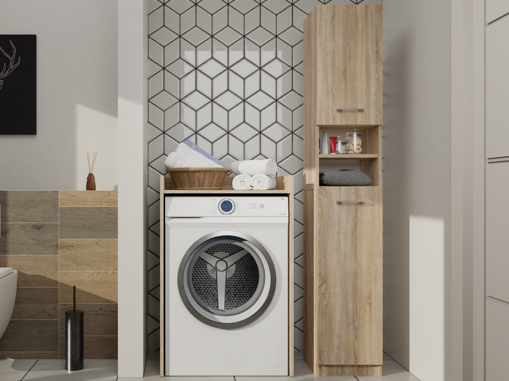 Όρθιο ντουλάπι μπάνιου Balelbo 102 (Sonoma οξιά)