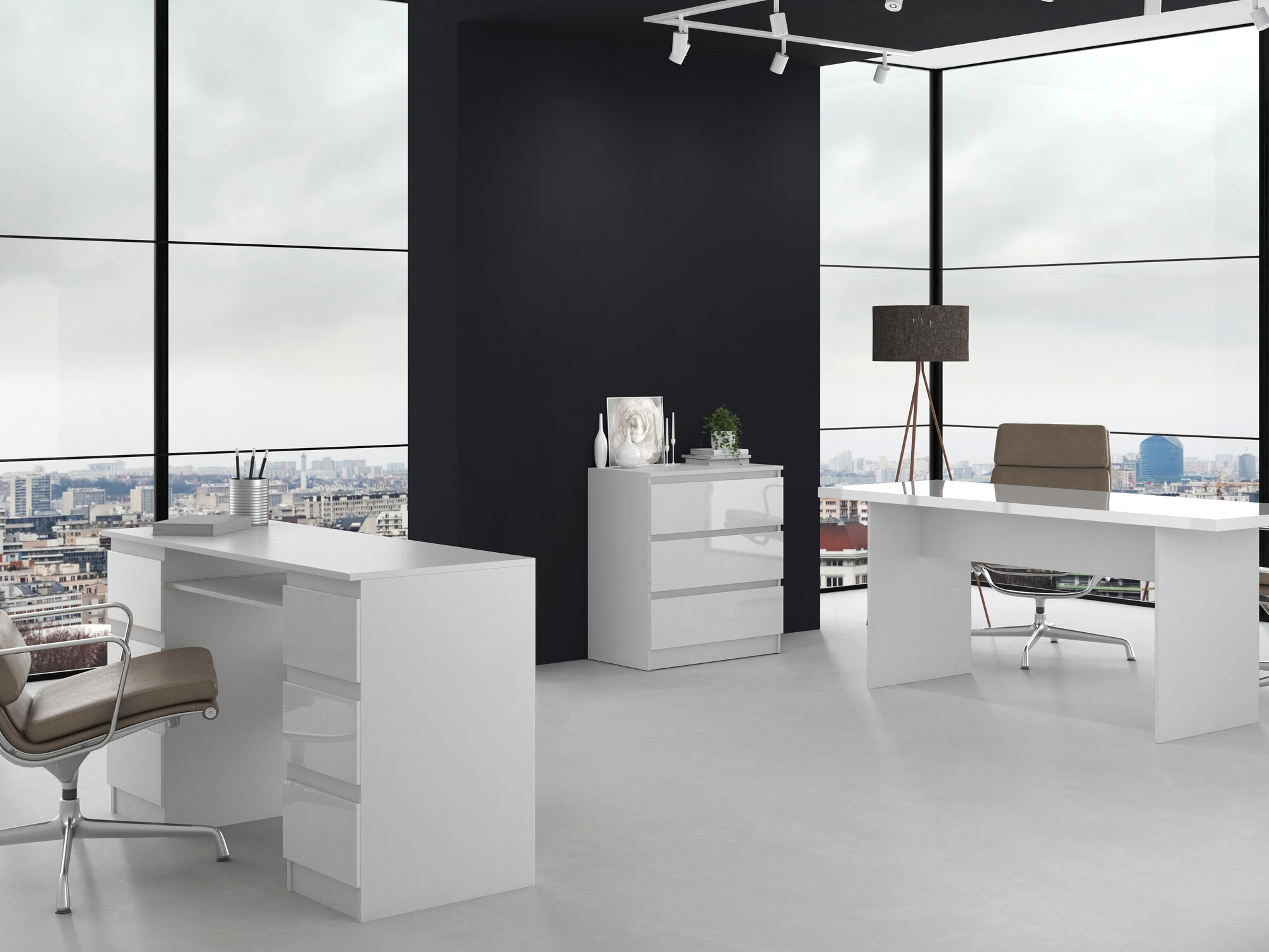 Συρταριέρα Elbvelu 106 (Γυαλιστερό λευκό)