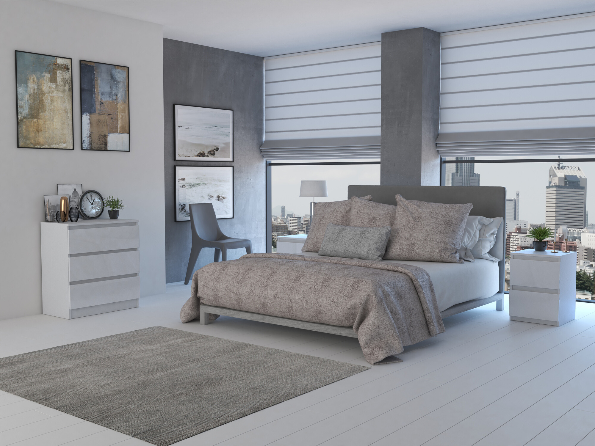 Συρταριέρα Elbvelu 106 (Γυαλιστερό λευκό)