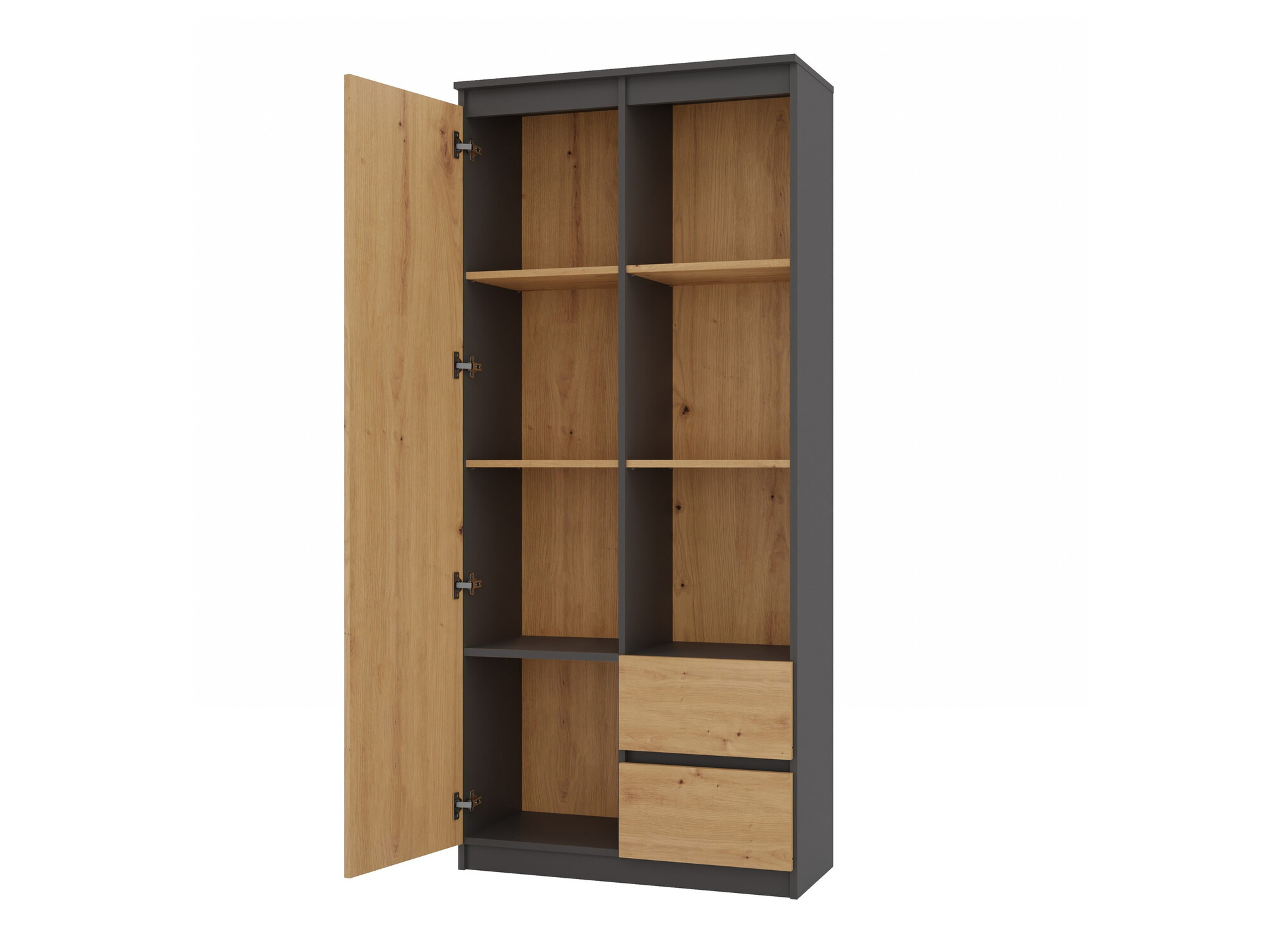 Bookcase Mandeville 182 (Anthracite + Artisan oak)