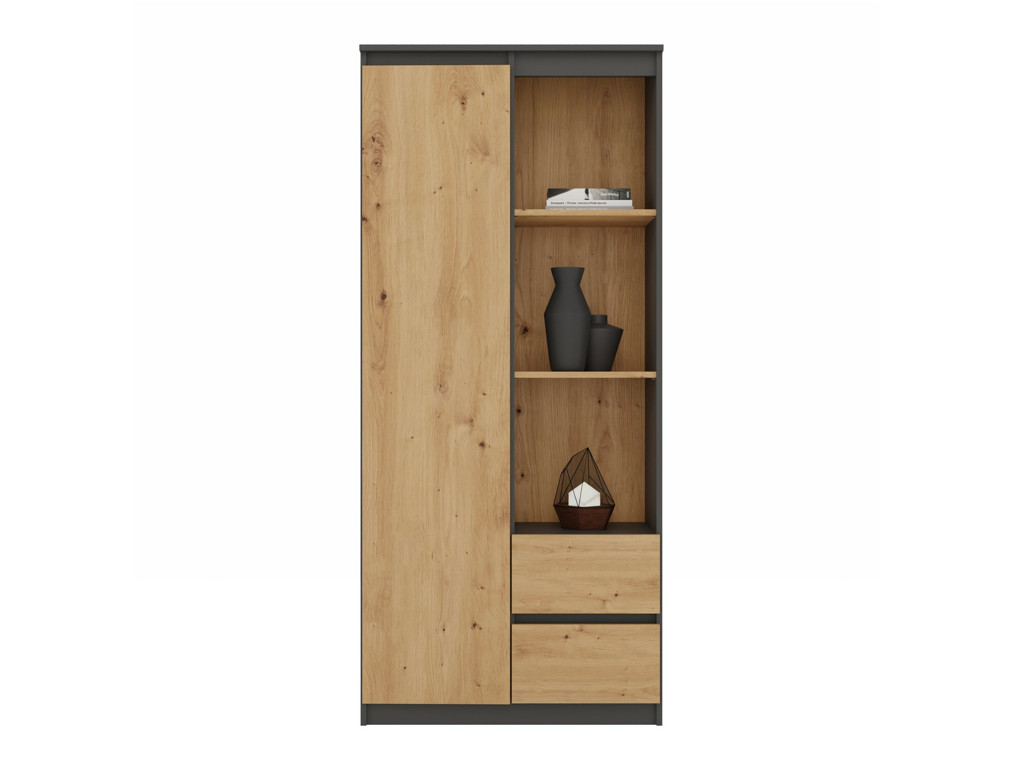 Bookcase Mandeville 182 (Anthracite + Artisan oak)