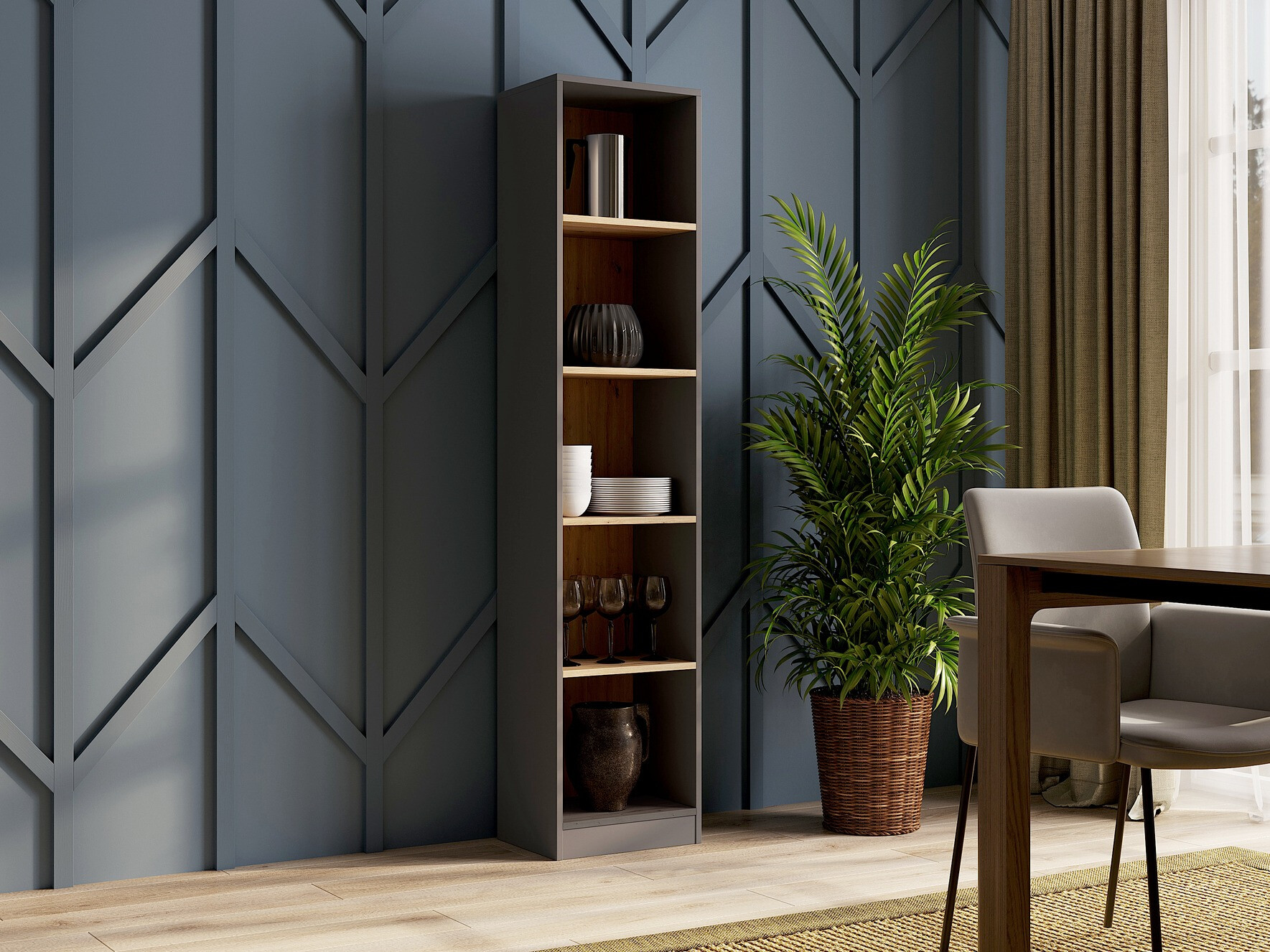 Bookcase Mandeville 183 (Anthracite + Artisan oak)