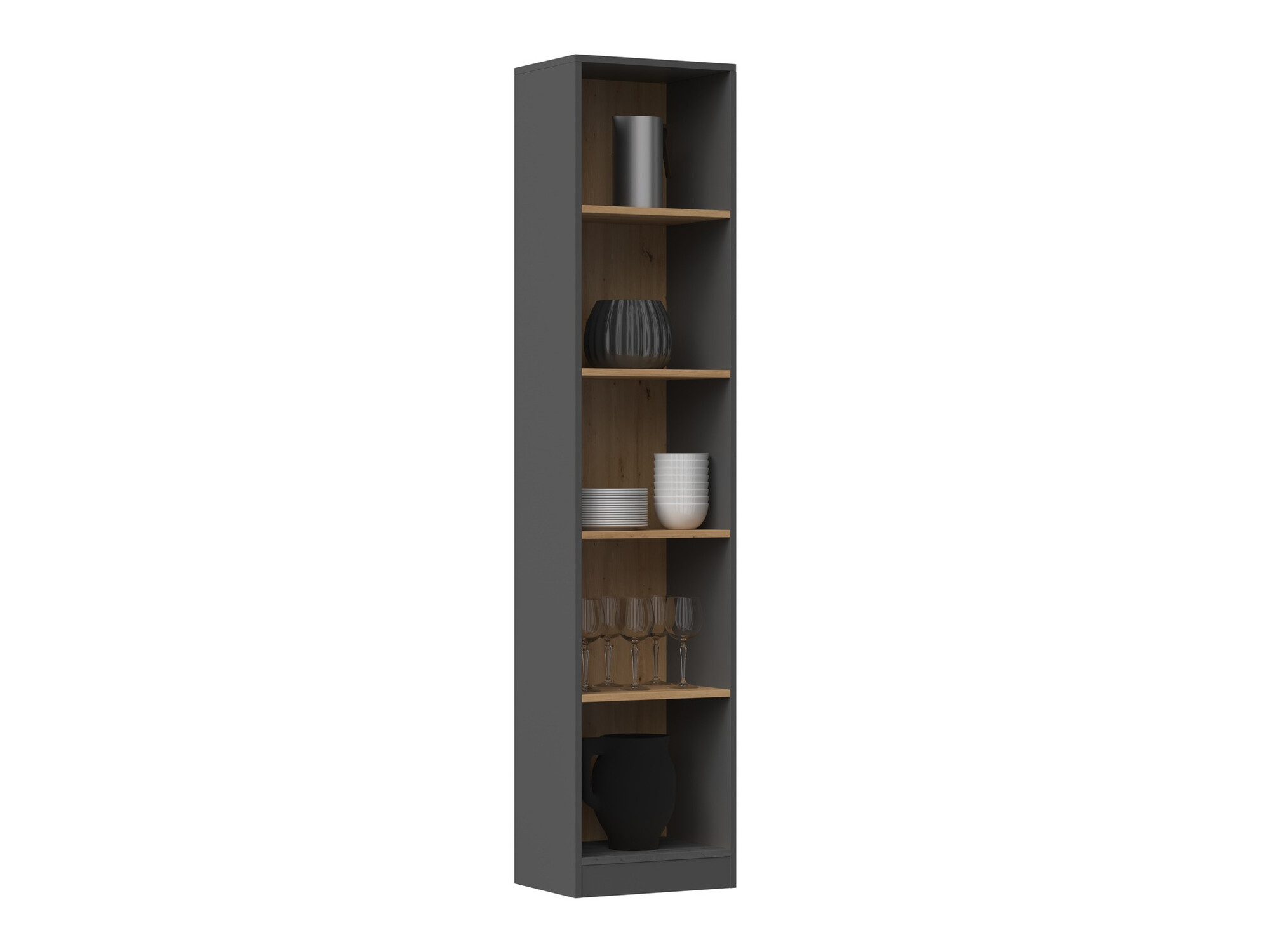 Bookcase Mandeville 183 (Anthracite + Artisan oak)