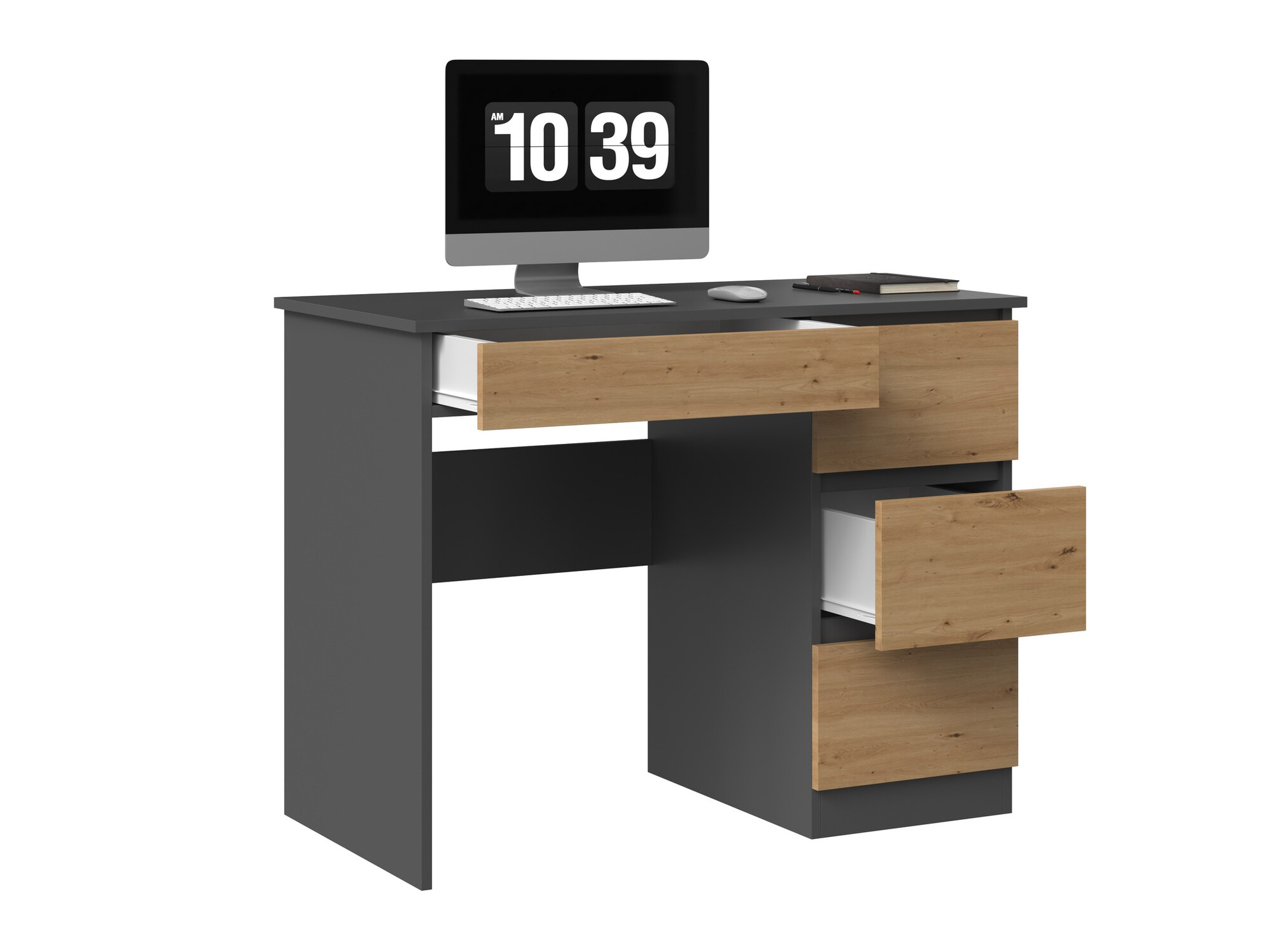 Γραφείο Elbvelu 108 (Ανθρακί + Artisan βελανιδιά)