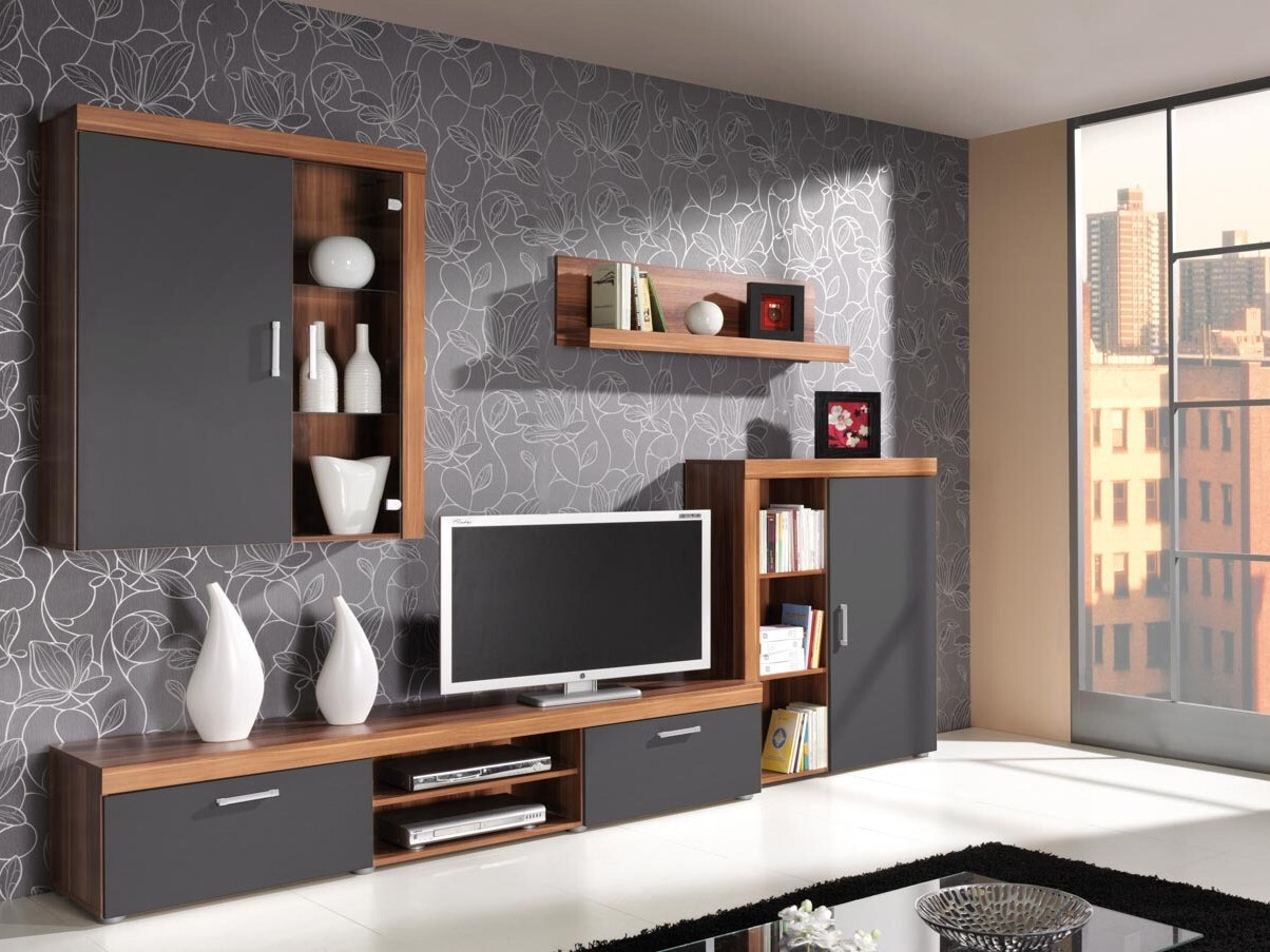 Σετ επίπλων σαλονιού Cormiru 110 (Δαμασκηνί + γραφίτης)