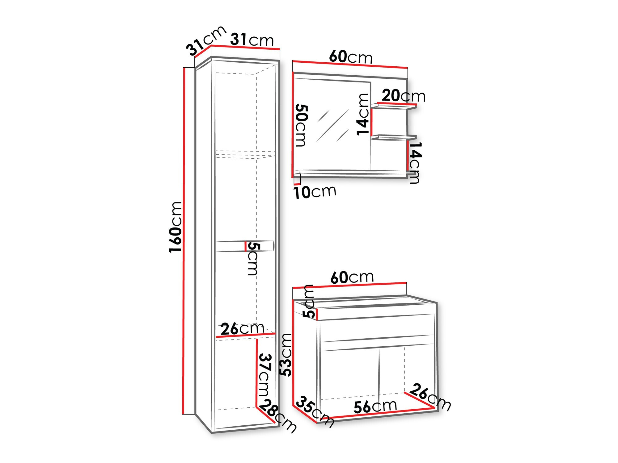 Σετ μπάνιου Sarasota 168 (Matera γκρι + Καστανό)
