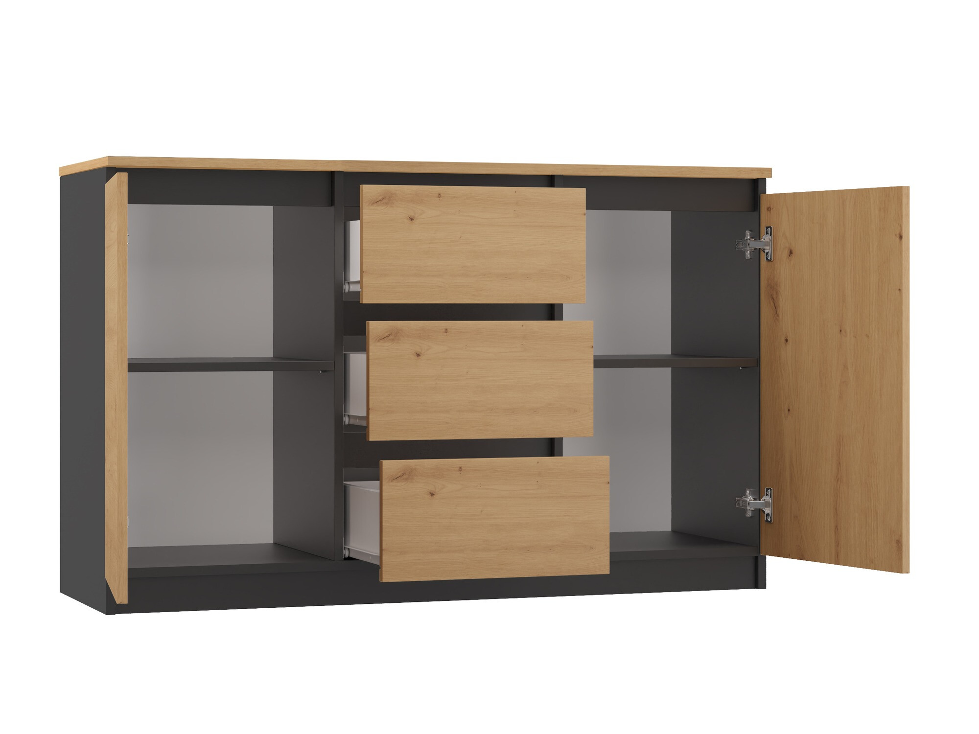 Chest of drawers Elbvelu 109 (Anthracite + Artisan oak)