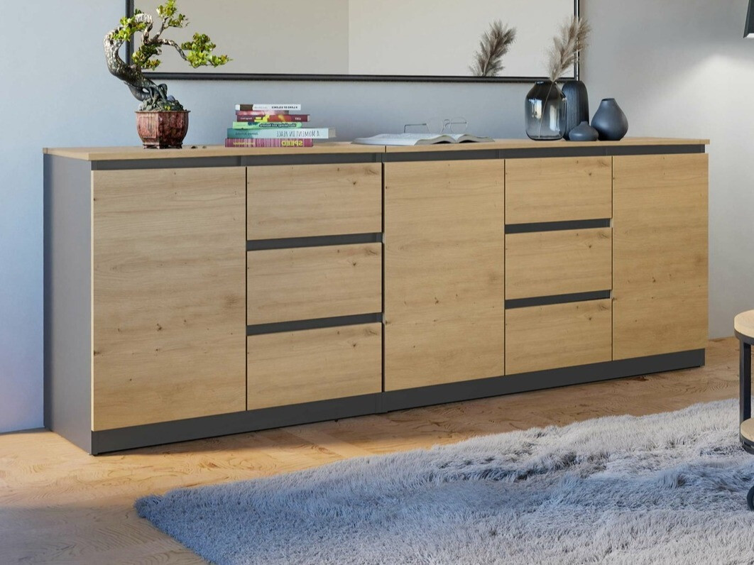 Συρταριέρα Elbvelu 109 (Ανθρακί + Artisan βελανιδιά)