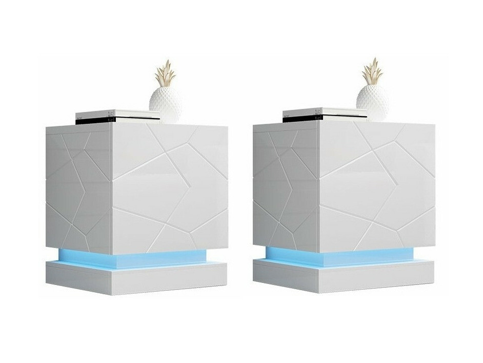 Σετ κομοδίνων Charlotte 187 (Άσπρο + Γυαλιστερό λευκό)