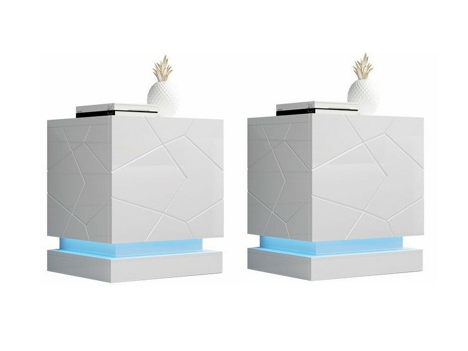 Σετ κομοδίνων Charlotte 187 (Άσπρο + Γυαλιστερό λευκό)