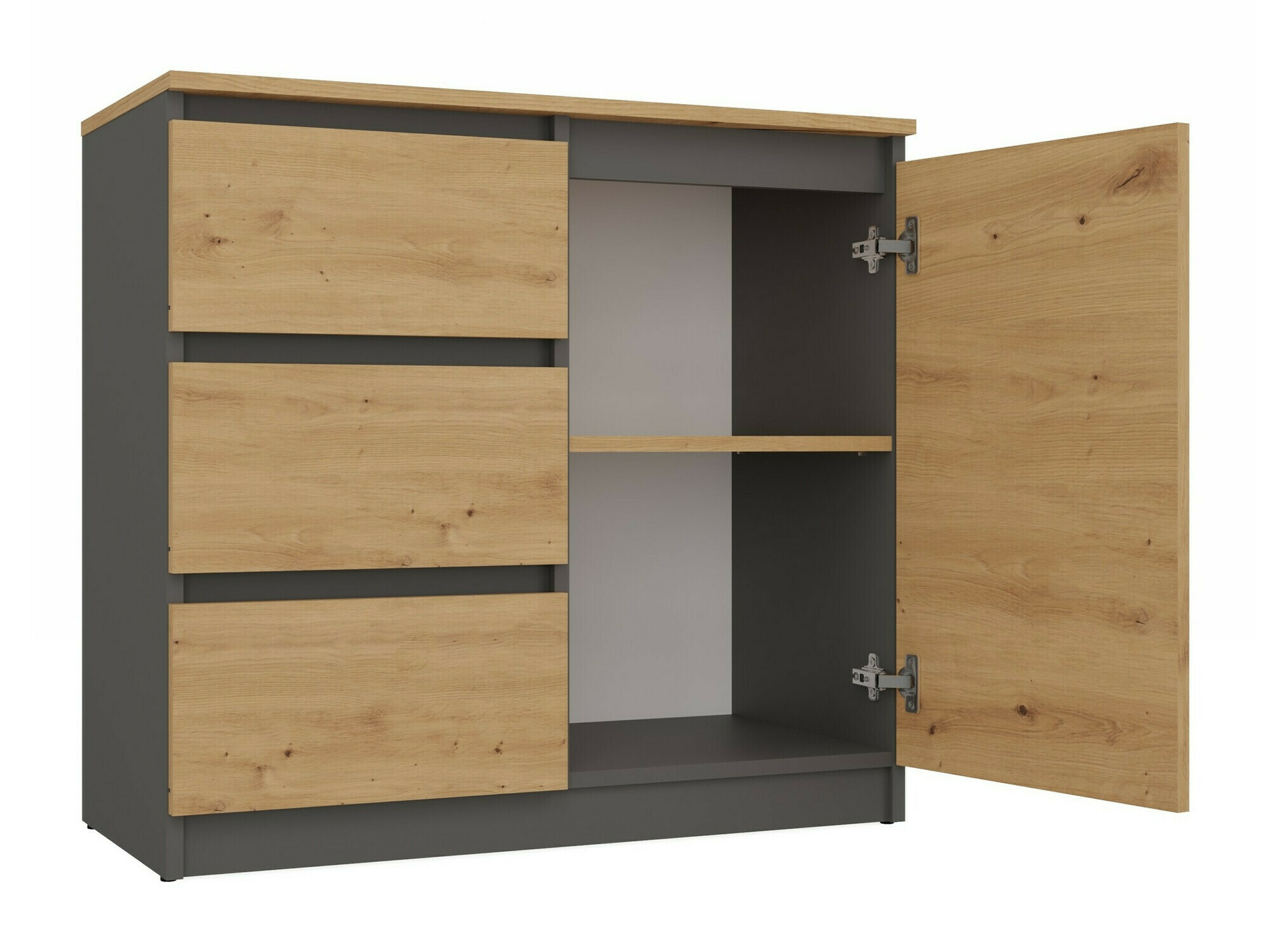 Chest of drawers Elbvelu 109 (Anthracite + Artisan oak)