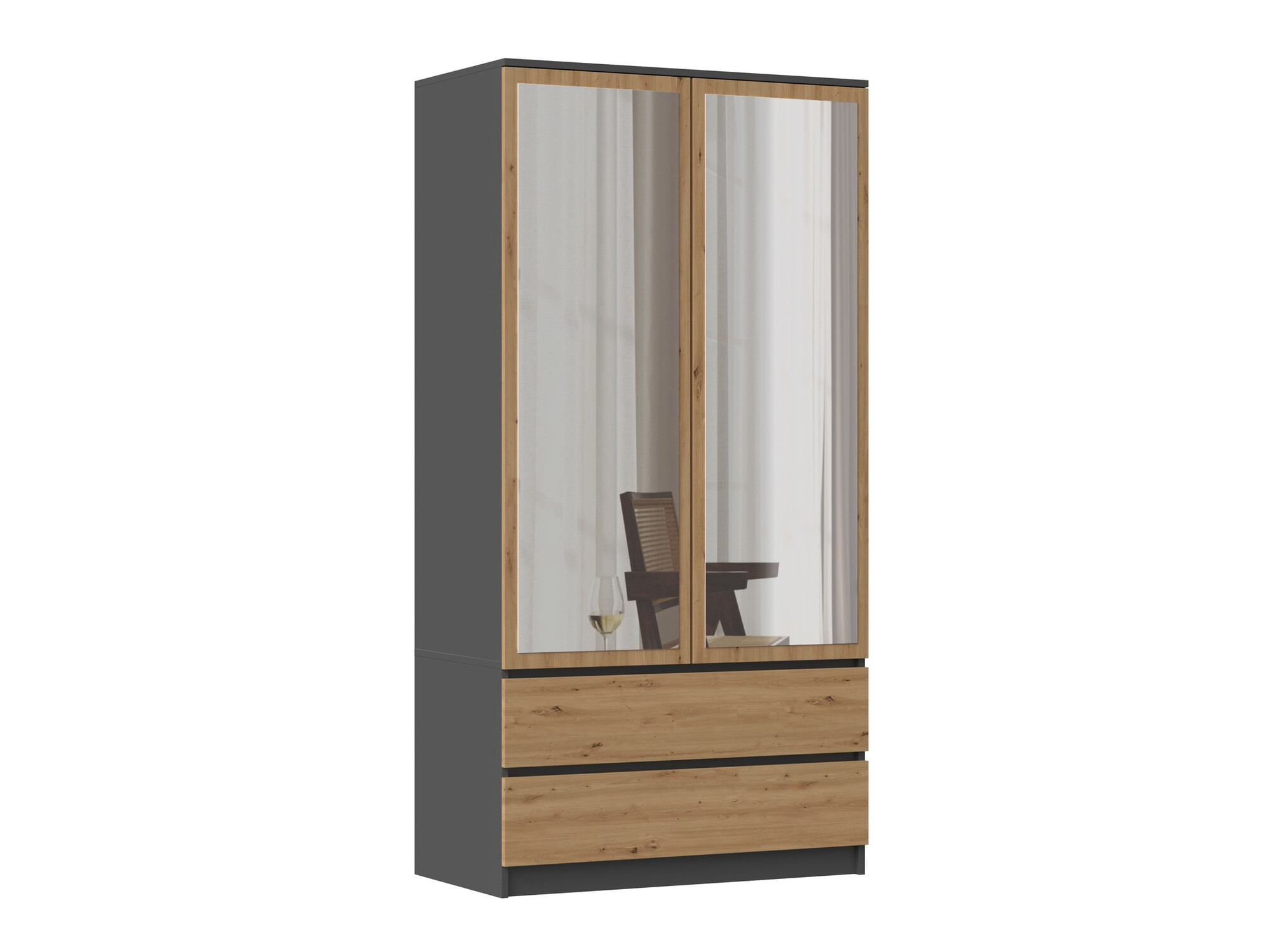 Ντουλάπα Elbvelu 116 (Ανθρακί + Artisan βελανιδιά)