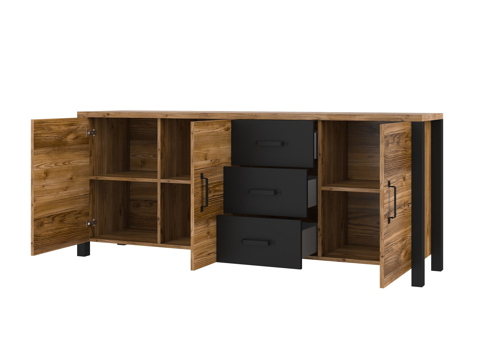 Chest of drawers Tornua 106 (Dark spruce + Matte black)