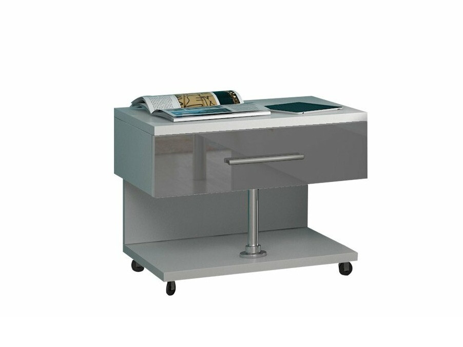 Κομοδίνο Campus (Άσπρο + Γυαλιστερό Γκρι)