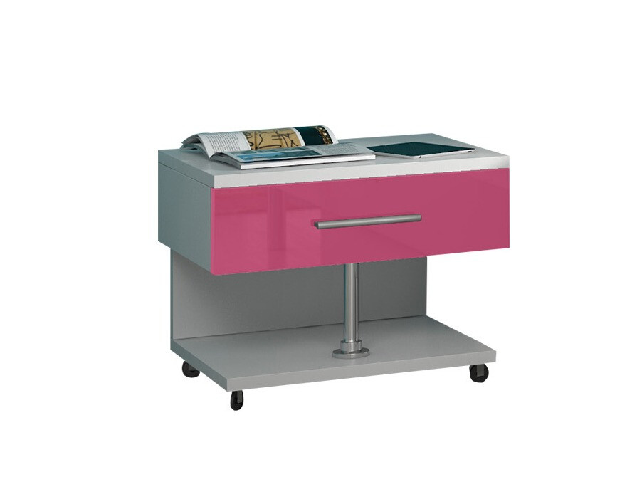 Κομοδίνο Campus (Άσπρο + Γυαλιστερό ροζ)