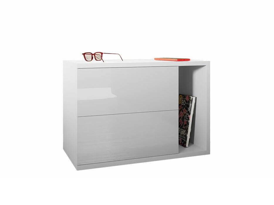 Κομοδίνο Hederos (Άσπρο + Γυαλιστερό λευκό)