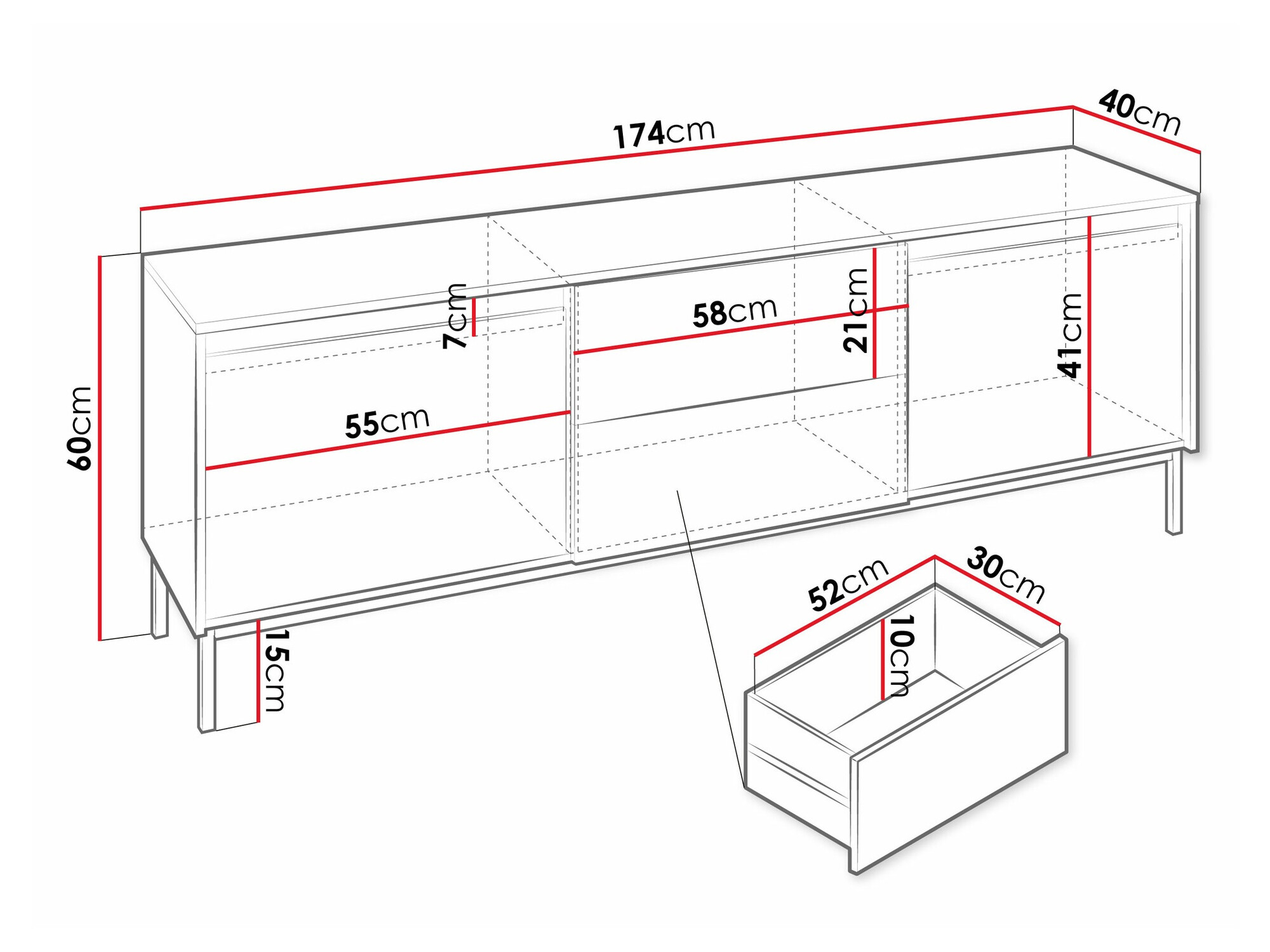 Έπιπλο τηλεόρασης Comfivo Delruva I (Μαύρο)