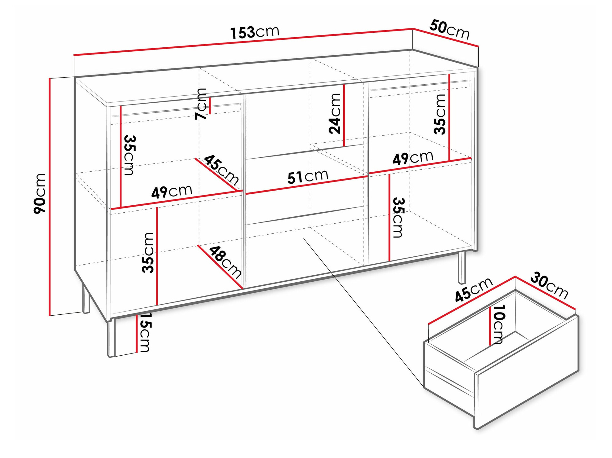 Συρταριέρα Comfivo Delruva 101 (Μαύρο)