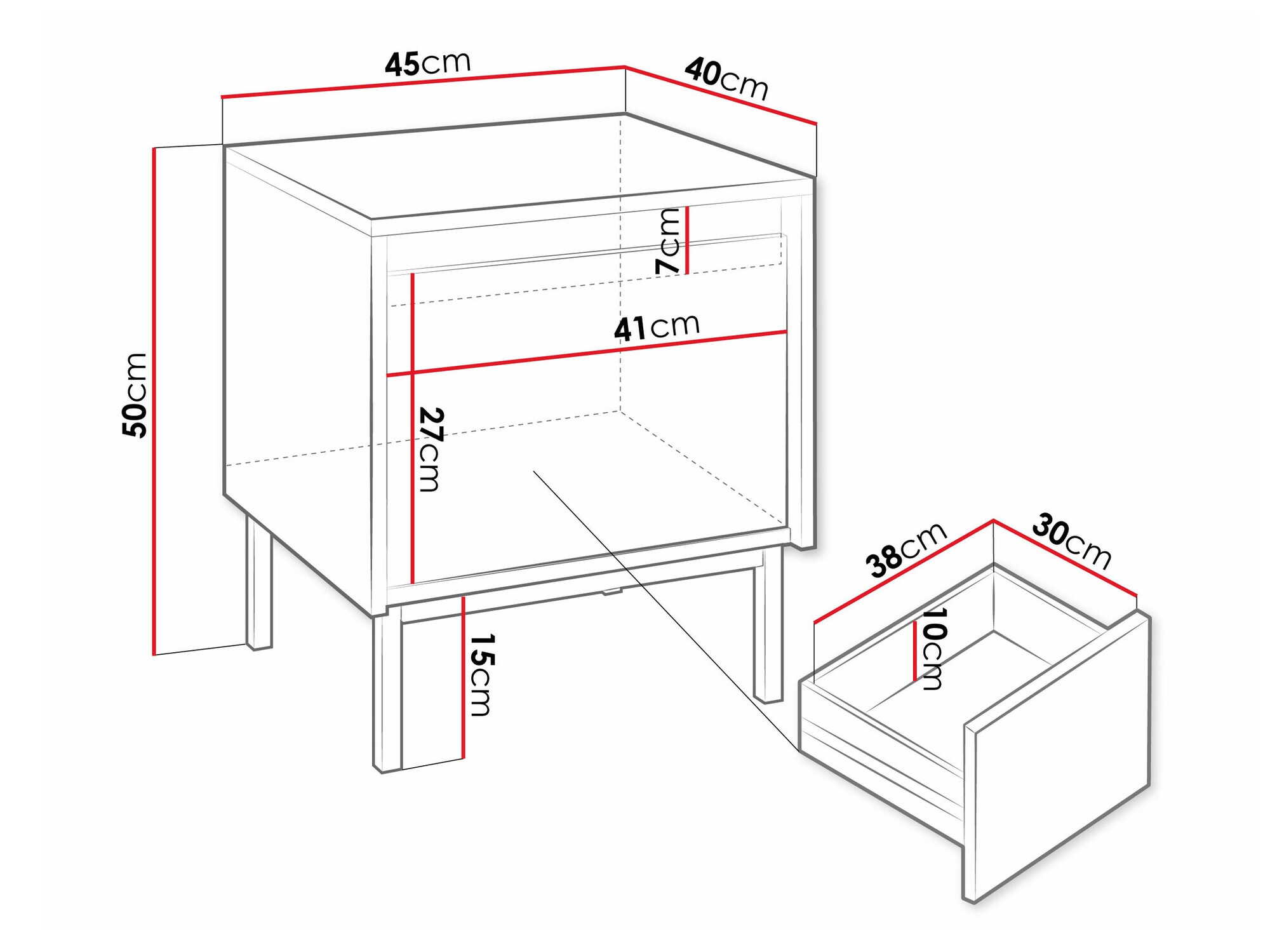 Κομοδίνο Comfivo Delruva (Άσπρο)