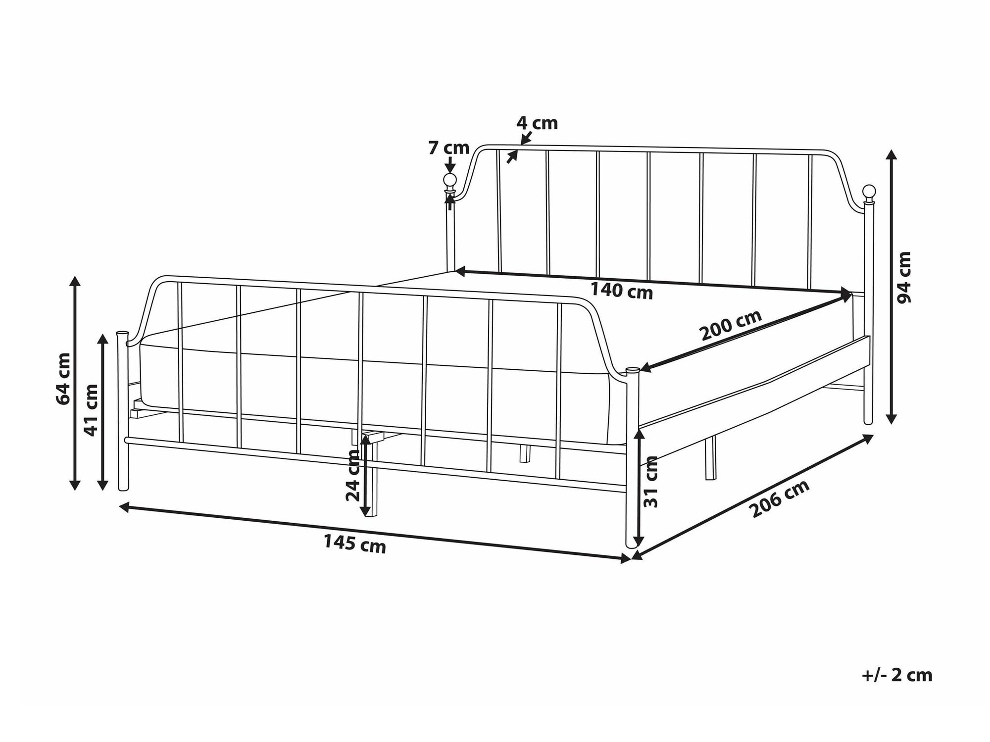 Κρεβάτι Berwyn 1993 (Μαύρο)