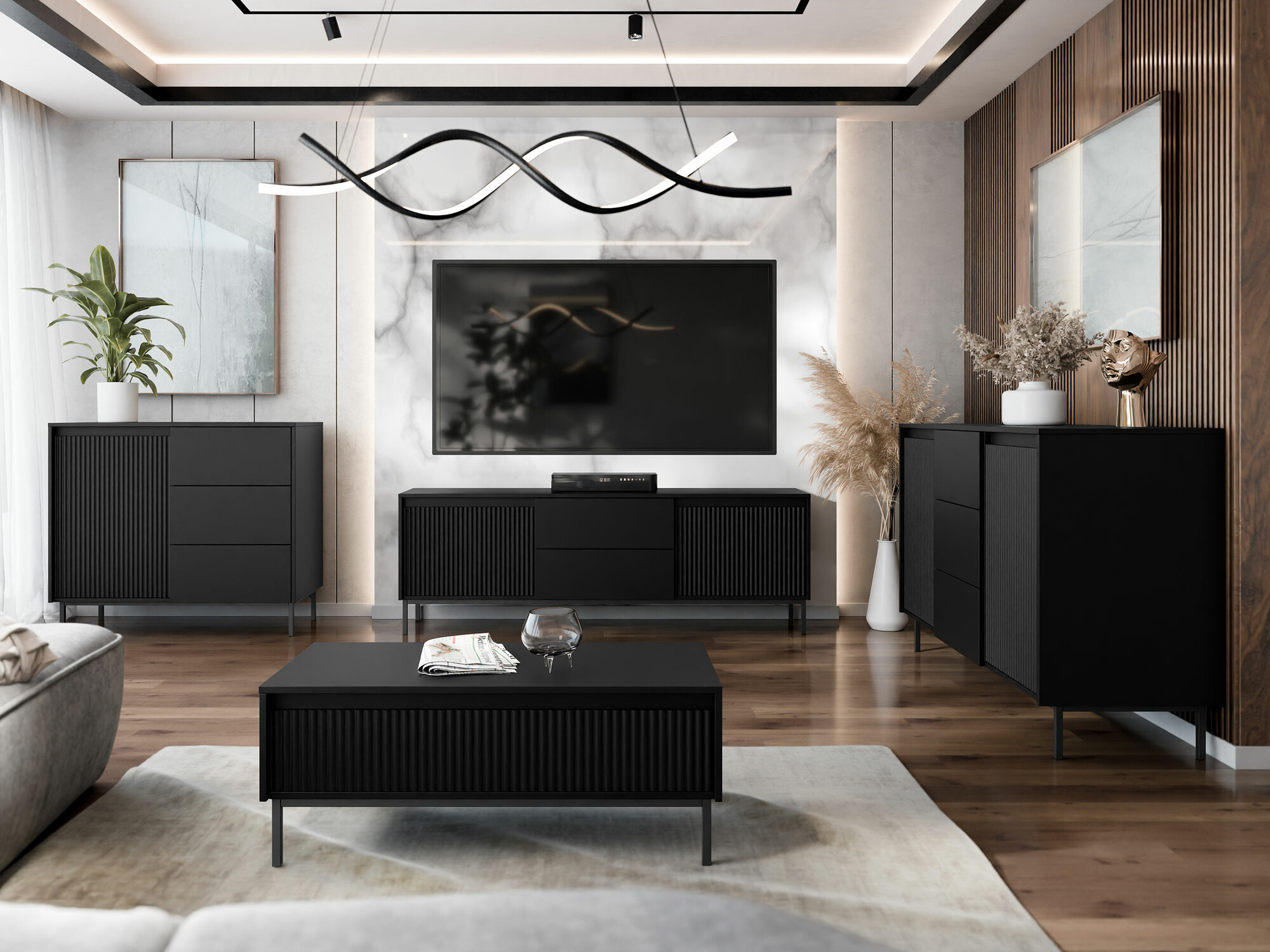 Chest of drawers Comfivo Delruva (Black)