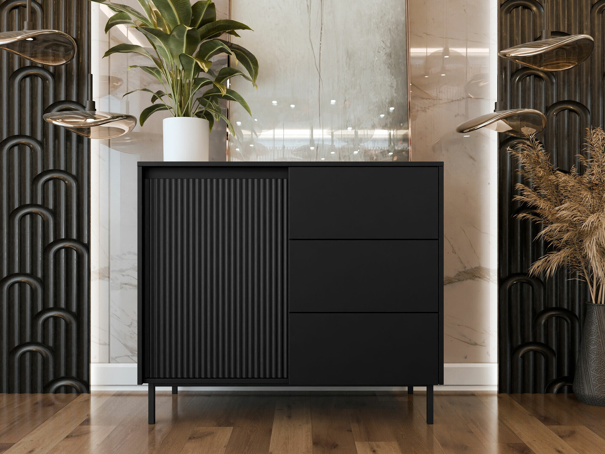 Chest of drawers Comfivo Delruva (Black)