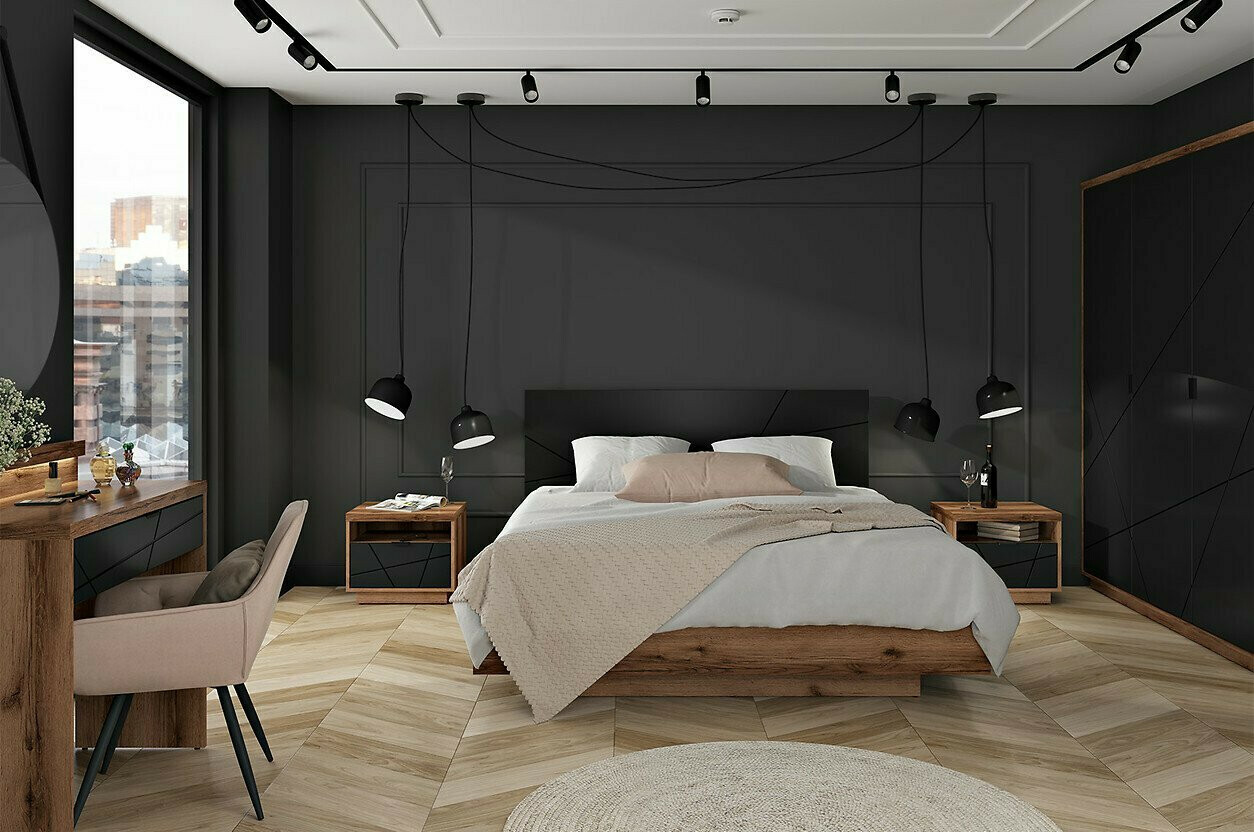 Γραφείο Fivale 121 (Σκούρα βελανιδιά delano + Μαύρο ματ)