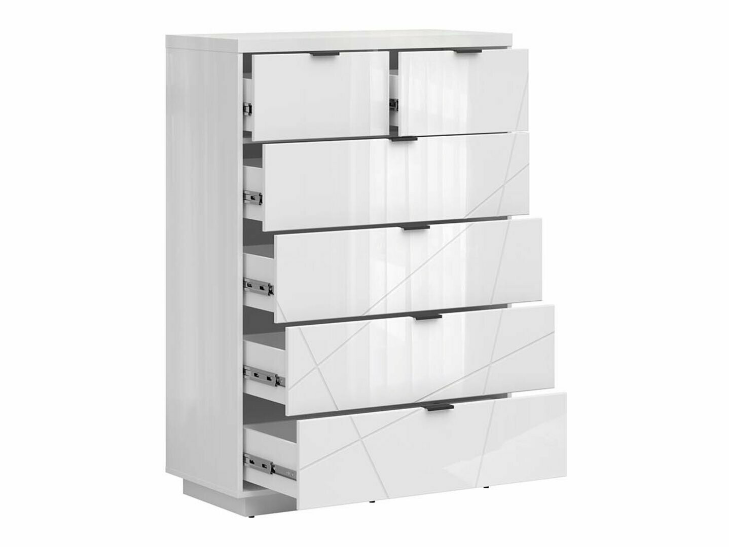 Συρταριέρα Fivale 119 (Γυαλιστερό λευκό + Άσπρο)