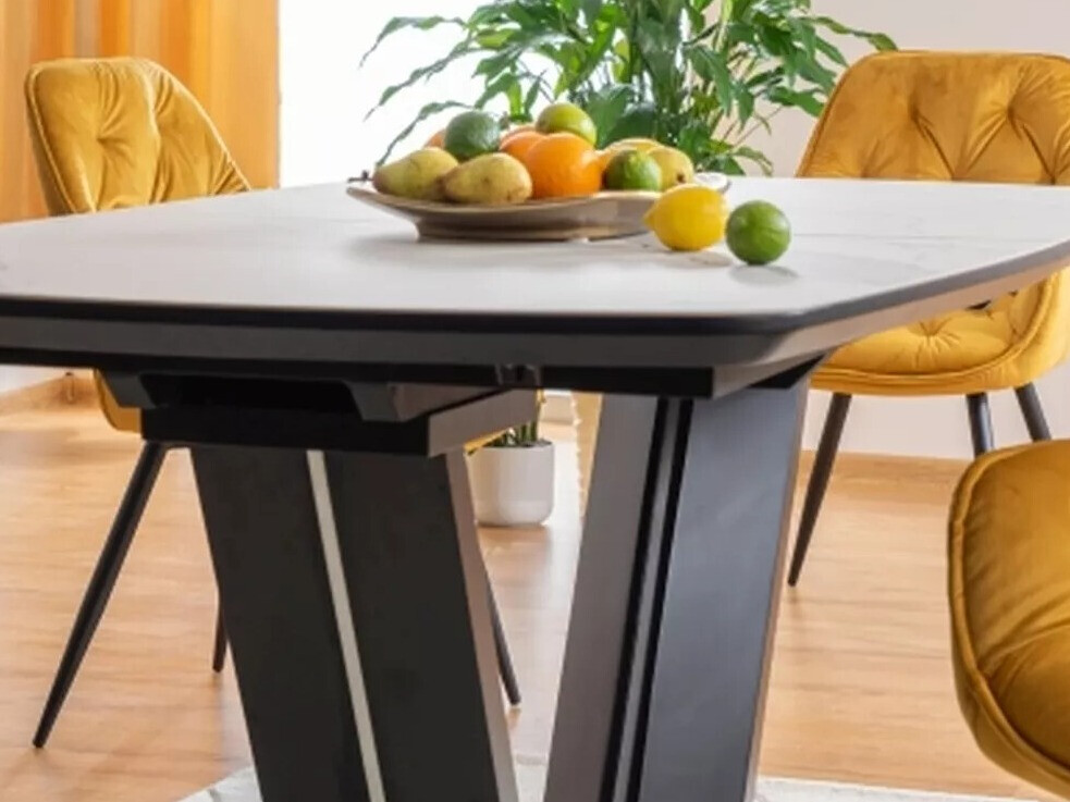 Table Detroit 116 (White marble + Black)
