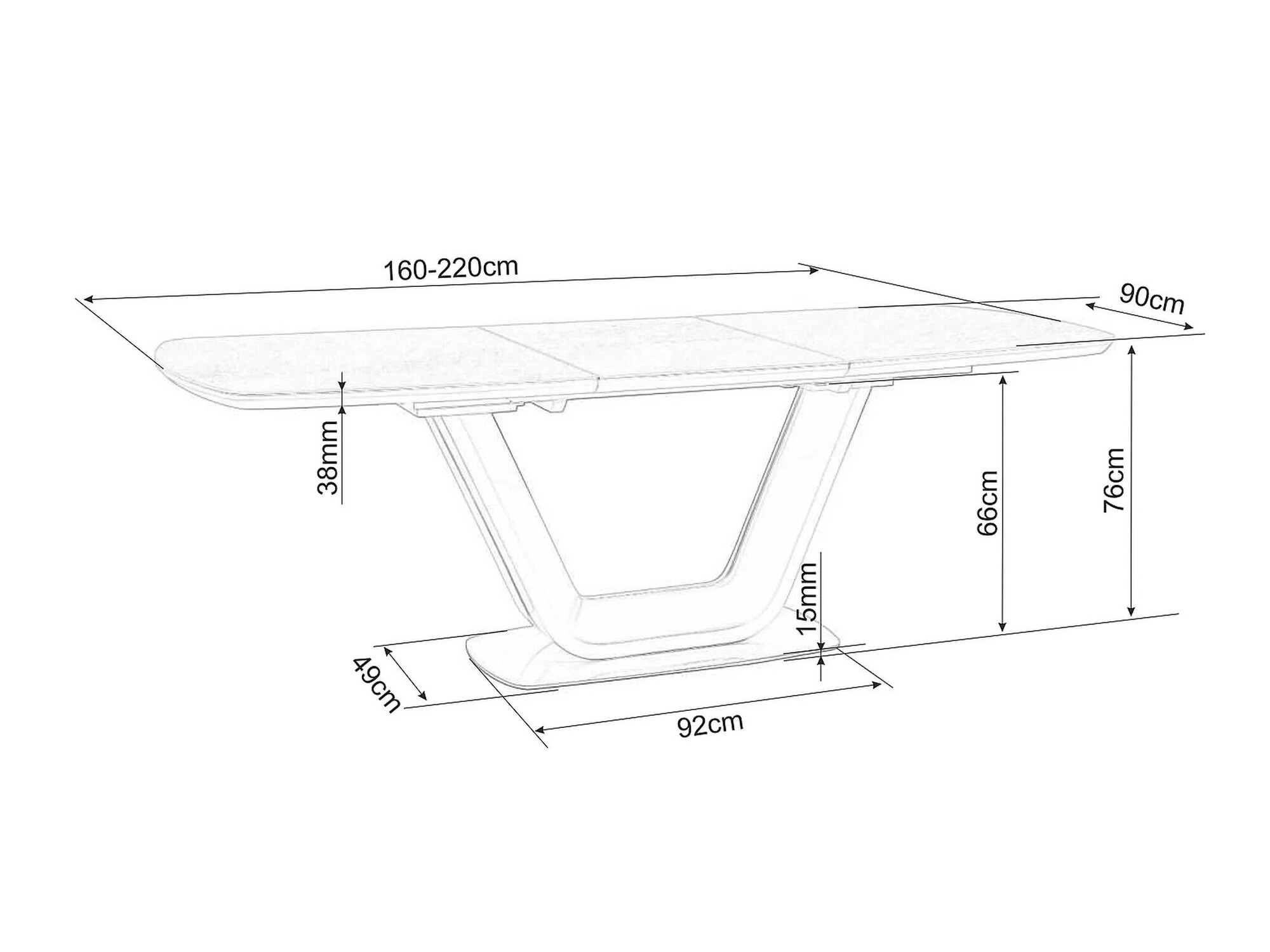 Table Detroit 116 (White marble + Black)
