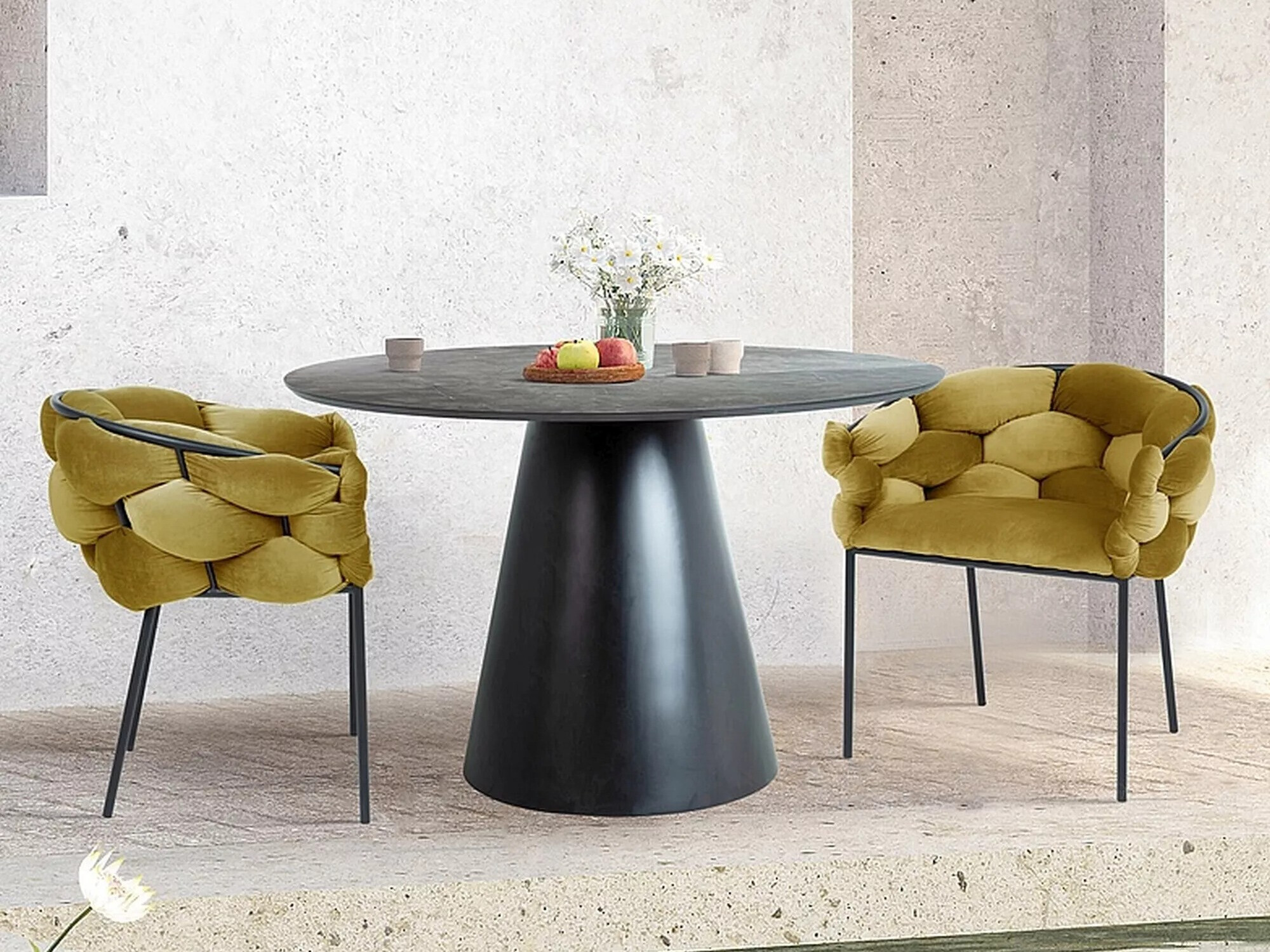 Table Detroit 137 (Grey marble + Black)