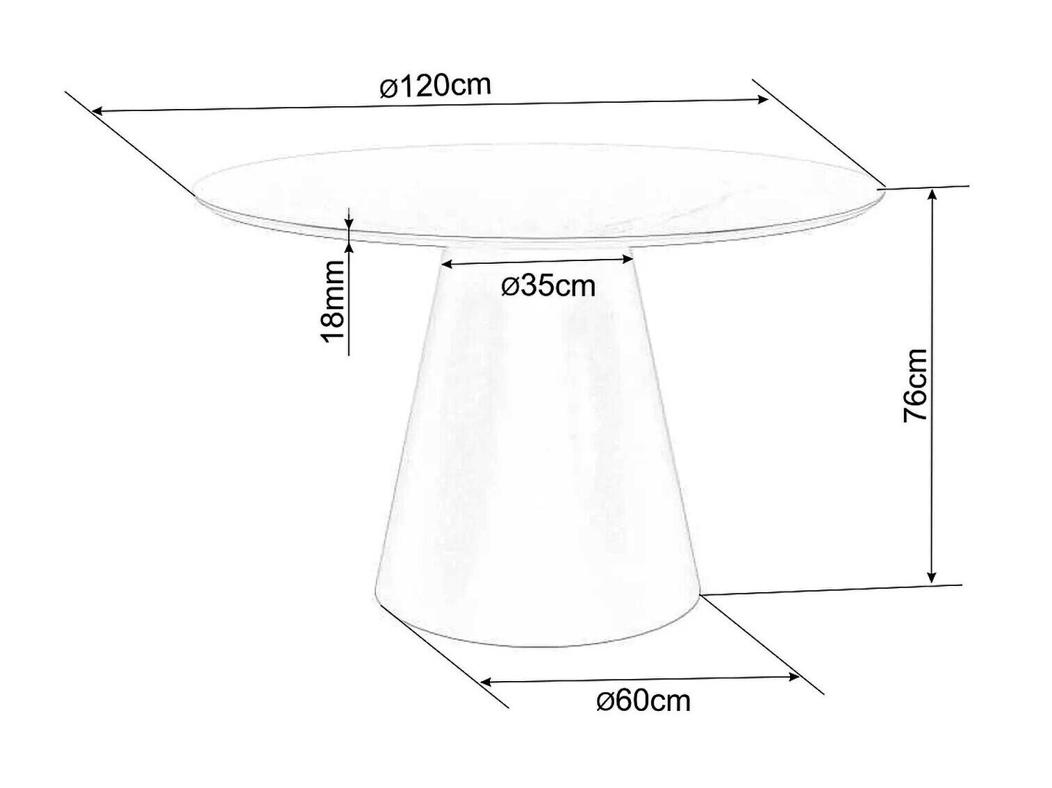 Table Detroit 137 (Grey marble + Black)