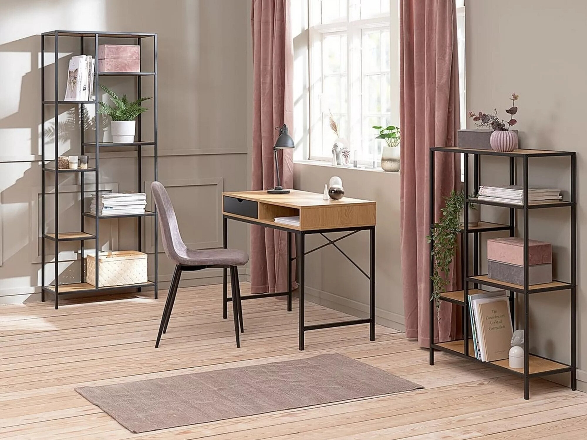 Βιβλιοθήκη Detroit 166 (Μαύρο + Δρυς)