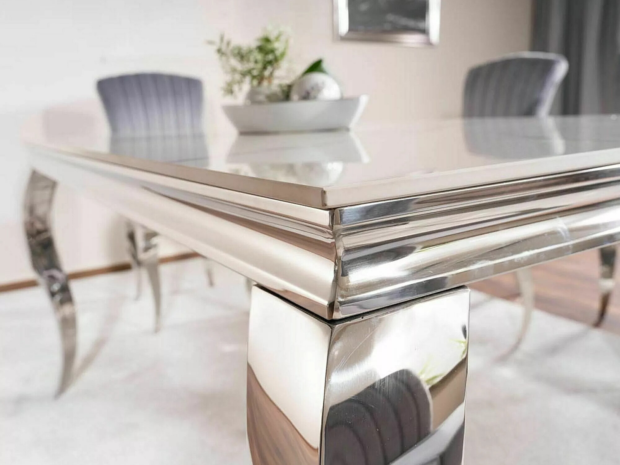 Table Detroit 325 (Silver + White marble)