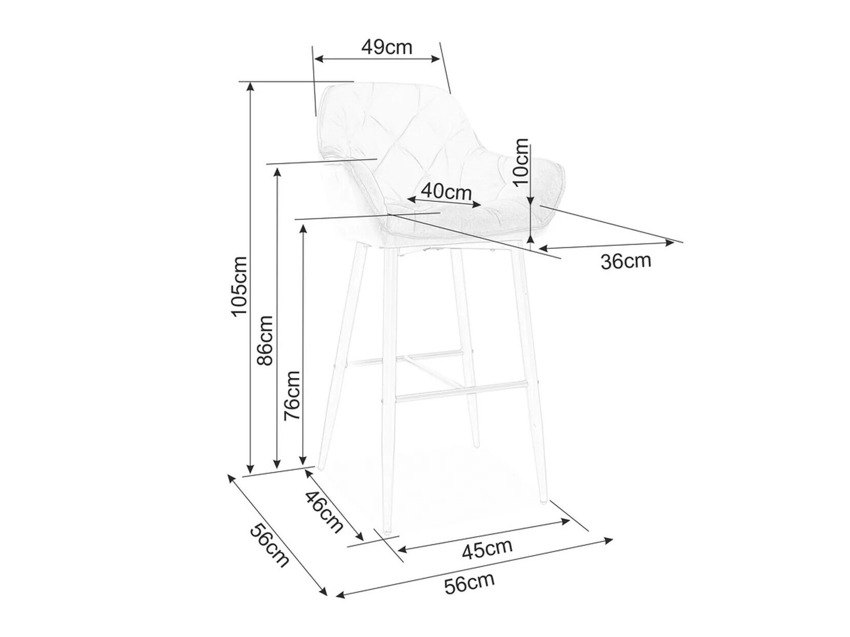 Σκαμπό μπαρ Detroit 360 (Γκρι)